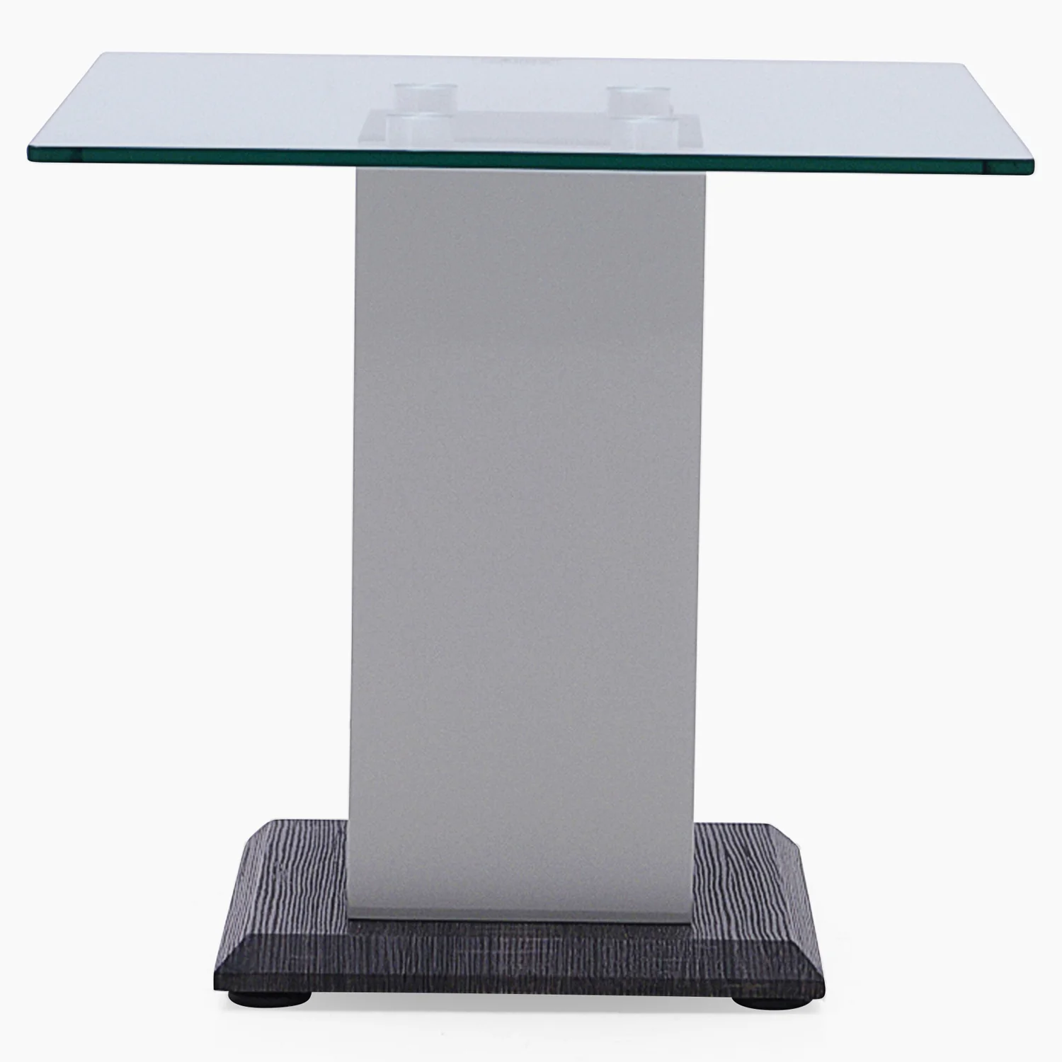 Panama End Table - End Table Dark Grey Wood Effect/Light Grey High Gloss/Polished steel - Image 4