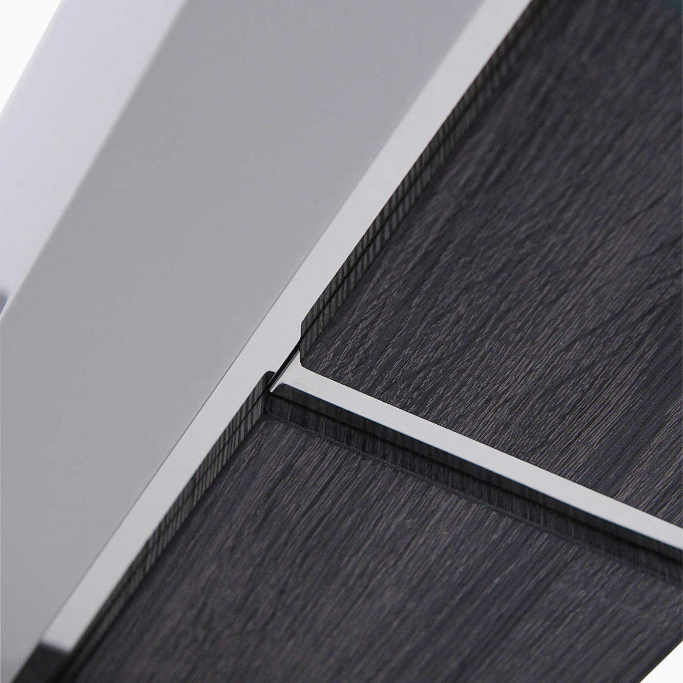 Panama End Table - End Table Dark Grey Wood Effect/Light Grey High Gloss/Polished steel - Image 6