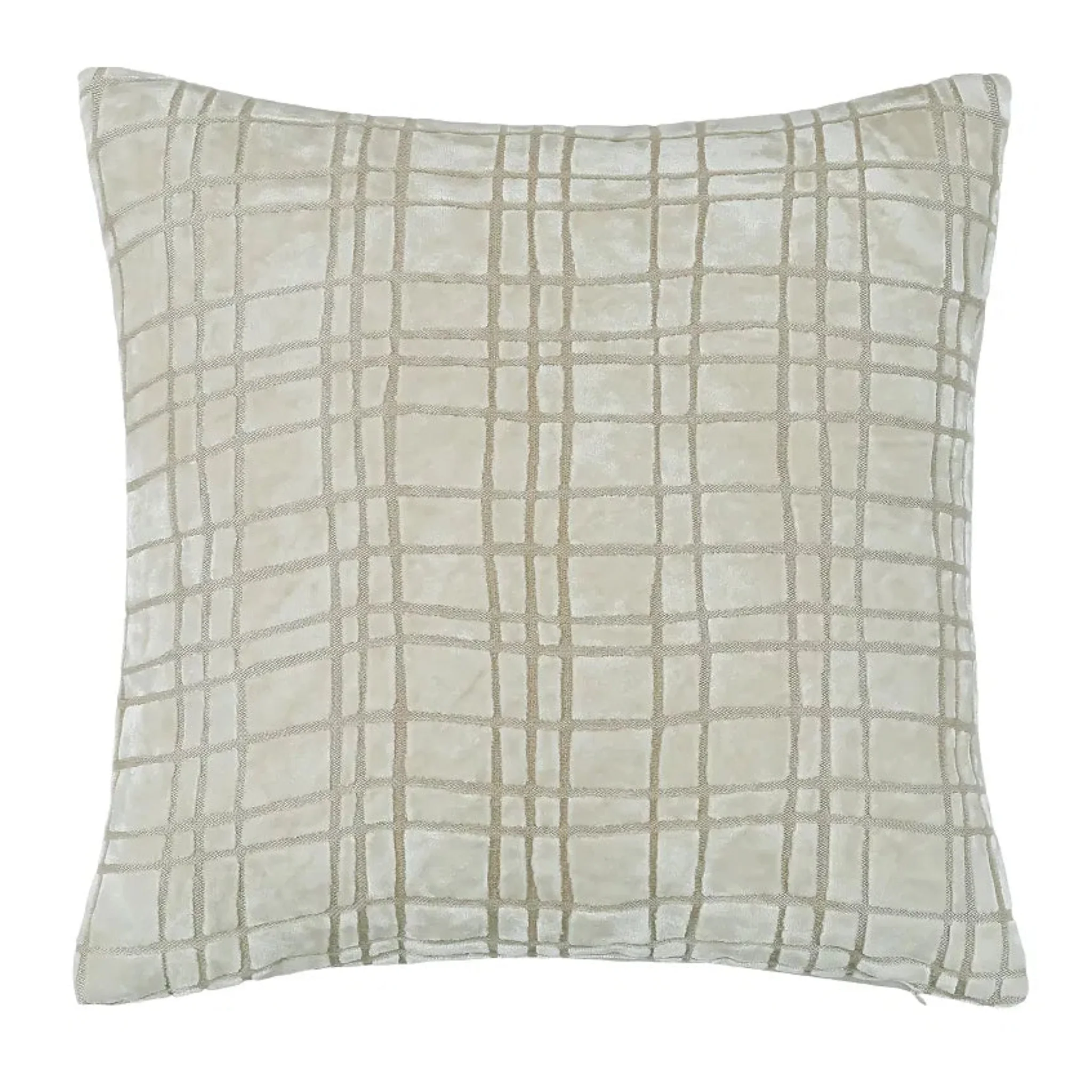 Paul Moneypenny Abstract Check Velvet Cushion Cream - DISC PM Abstract Check Velvet Cushion Ivory 43CM