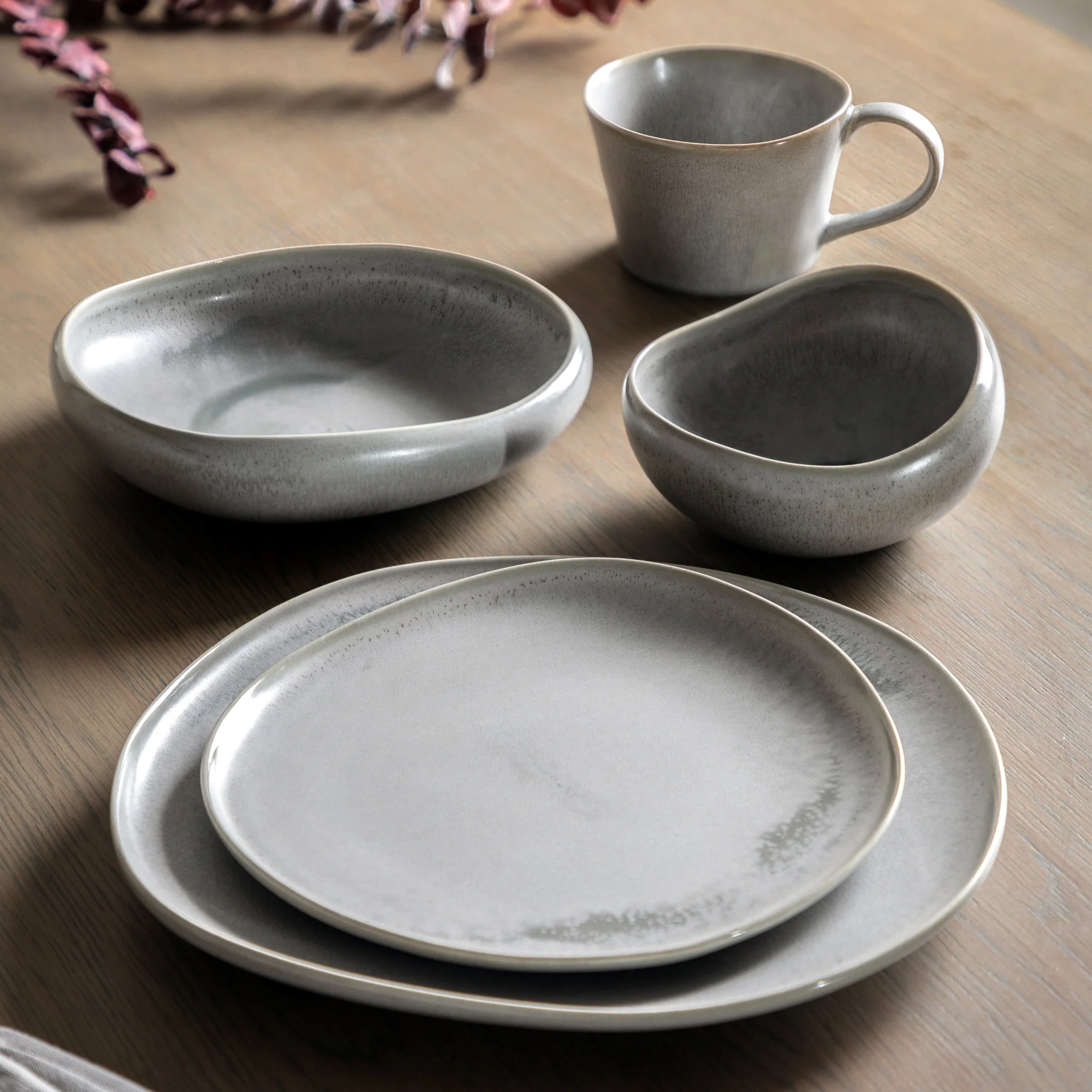 Pebble Glaze Grey Pasta Bowl Set Of 4 - DHD Pebble Glaze Pasta Bowl Dove Grey 4Pk - Image 3