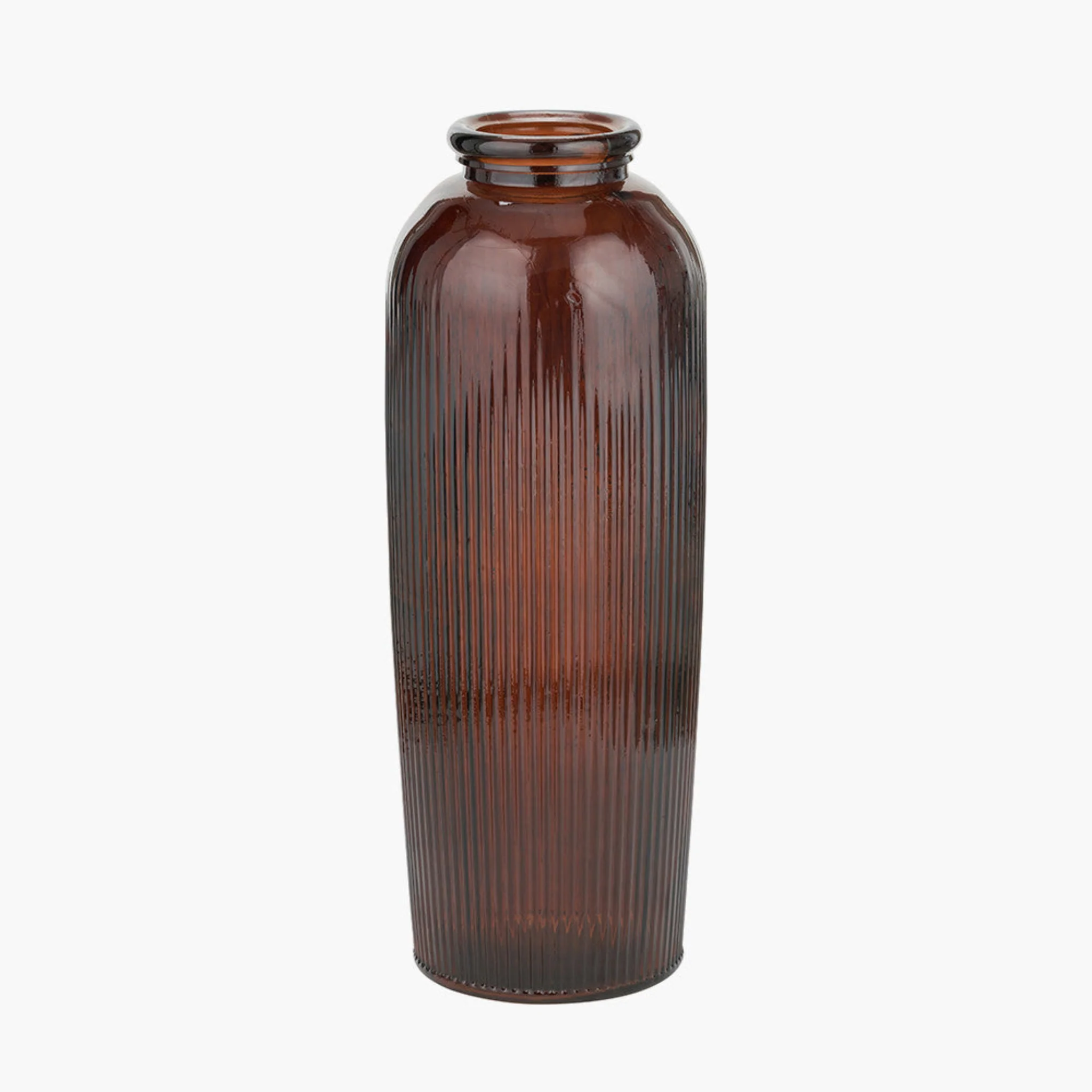 Pecan Brown Recycled Glass Ribbed Vase Tall - Pecan Brown Recycled Glass Ribbed Vase Tall 72CM - Image 2