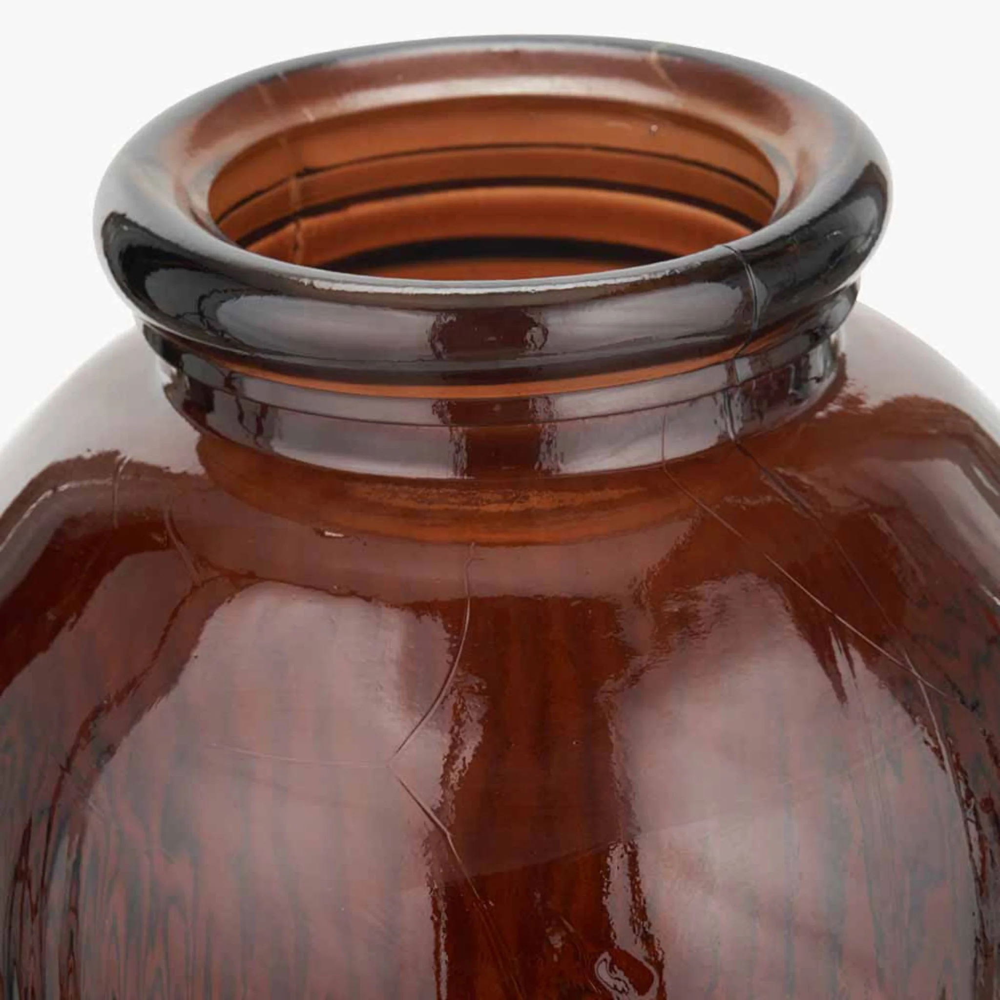 Pecan Brown Recycled Glass Ribbed Vase Tall - Pecan Brown Recycled Glass Ribbed Vase Tall 72CM - Image 3