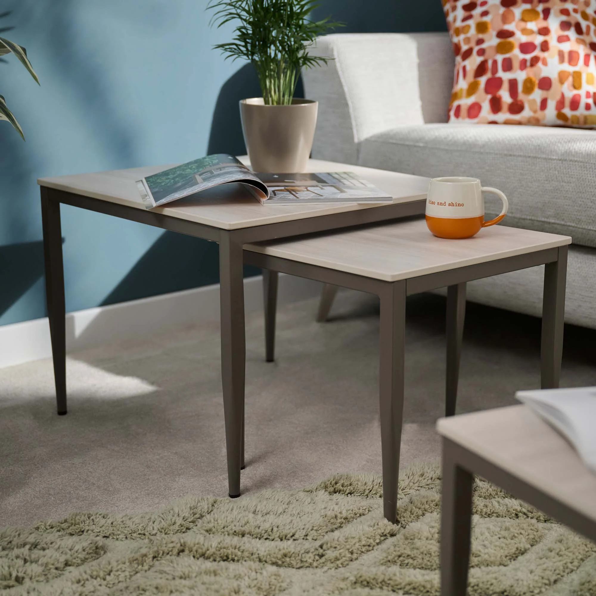 Phase Nest of Tables - Nest of Tables Latte Tones (Buwen) Matt Ceramic / Warm Brown Metal Frame - Image 2