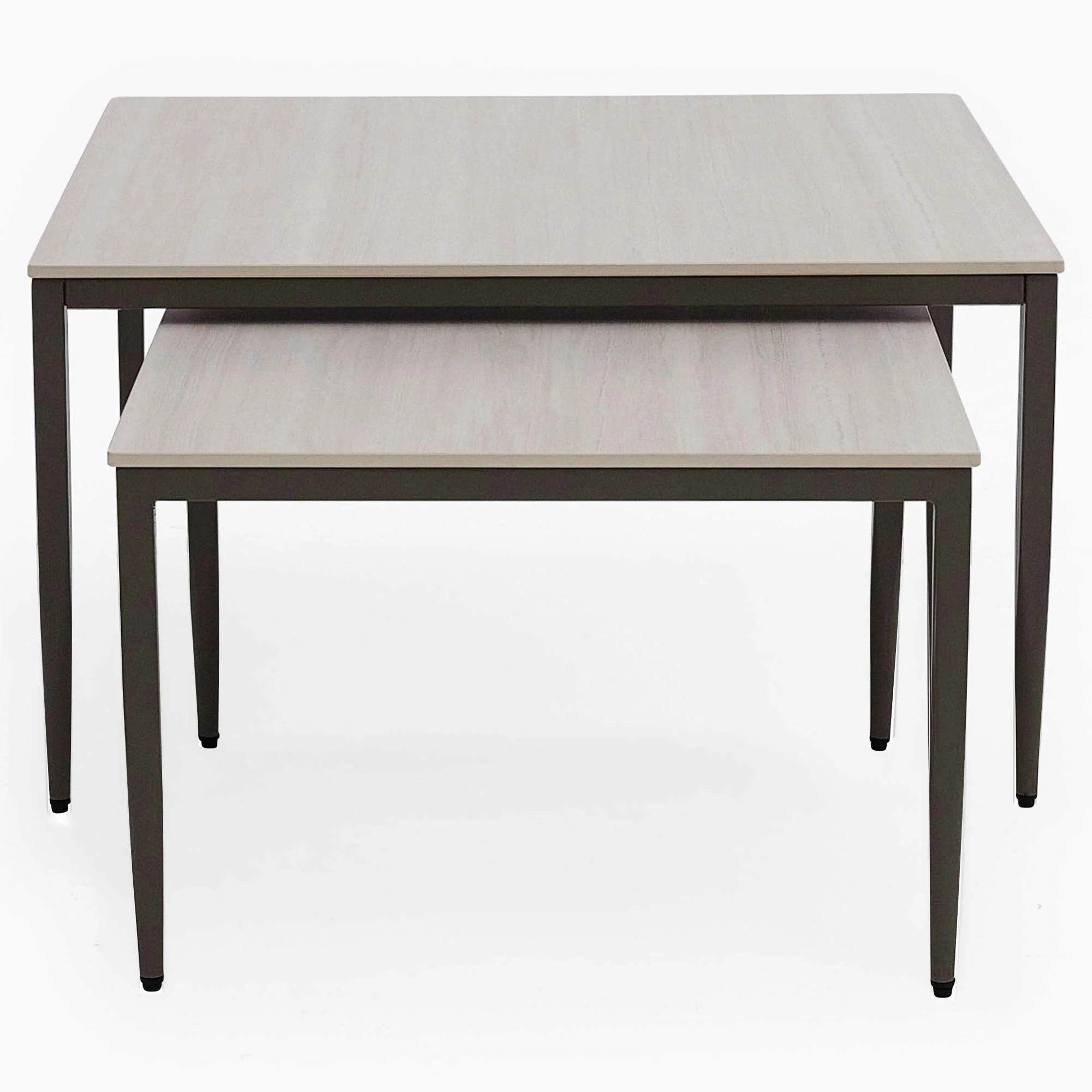 Phase Square Nest of Coffee Tables - Square Coffee Nest of Tables Latte Tones (Buwen) Matt Ceramic / Warm Brown Metal Frame - Image 3