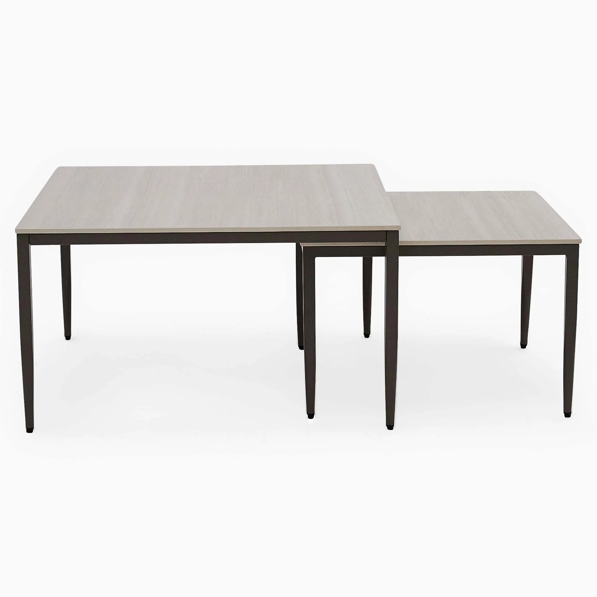 Phase Square Nest of Coffee Tables - Square Coffee Nest of Tables Latte Tones (Buwen) Matt Ceramic / Warm Brown Metal Frame - Image 4