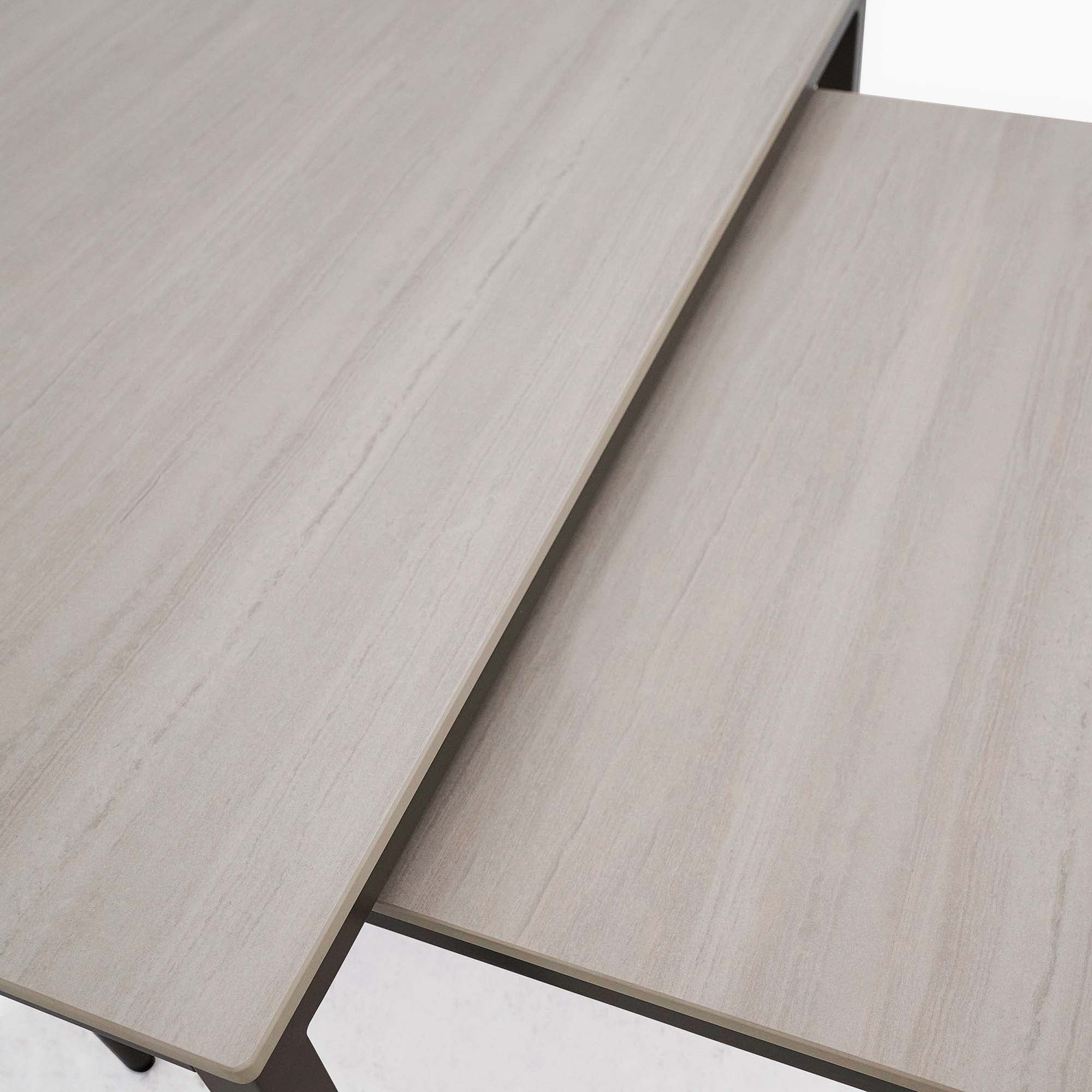 Phase Square Nest of Coffee Tables - Square Coffee Nest of Tables Latte Tones (Buwen) Matt Ceramic / Warm Brown Metal Frame - Image 5