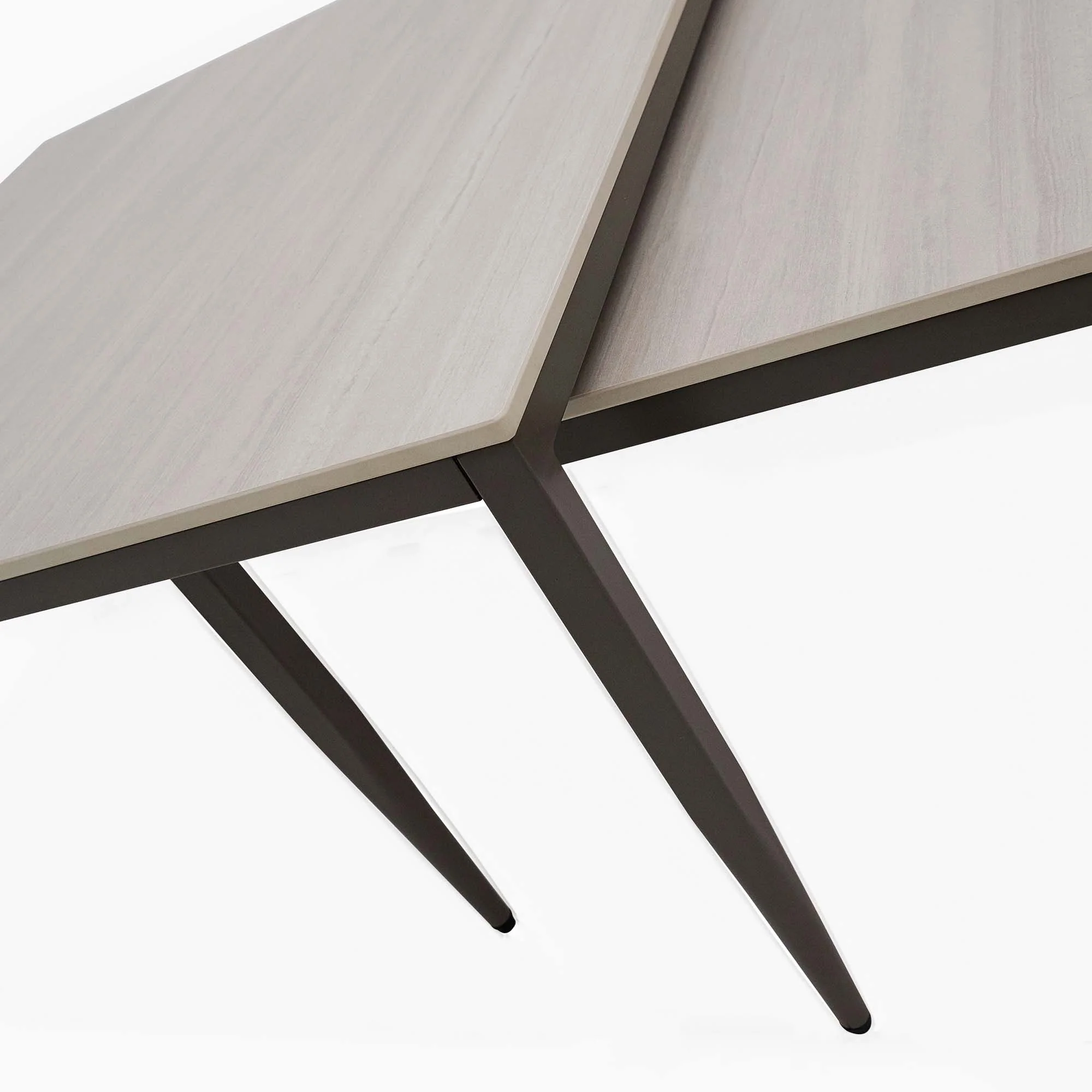 Phase Square Nest of Coffee Tables - Square Coffee Nest of Tables Latte Tones (Buwen) Matt Ceramic / Warm Brown Metal Frame - Image 6