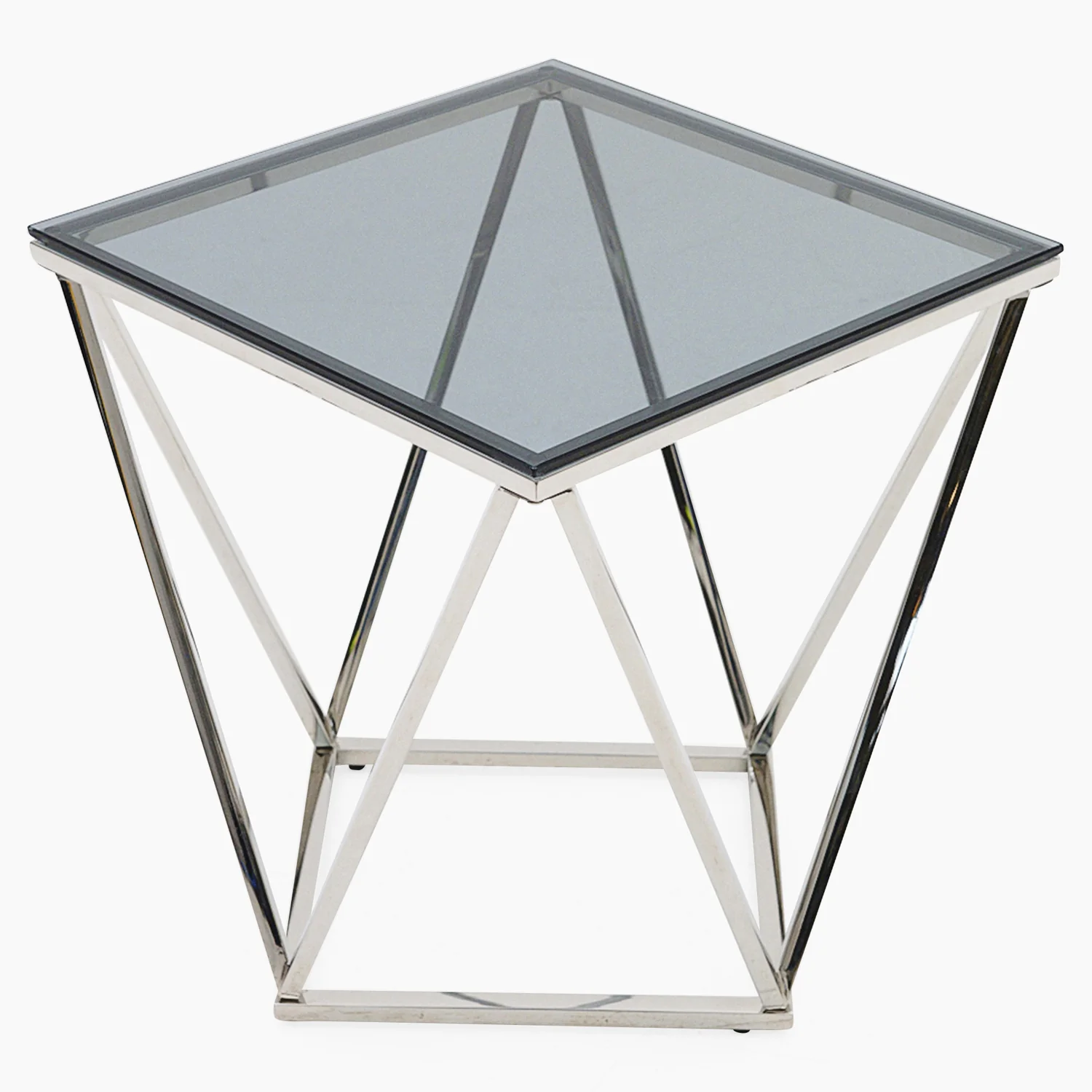 Pisa Side Table - Lamp Table Smoked Glass / Stainless Steel - Image 3