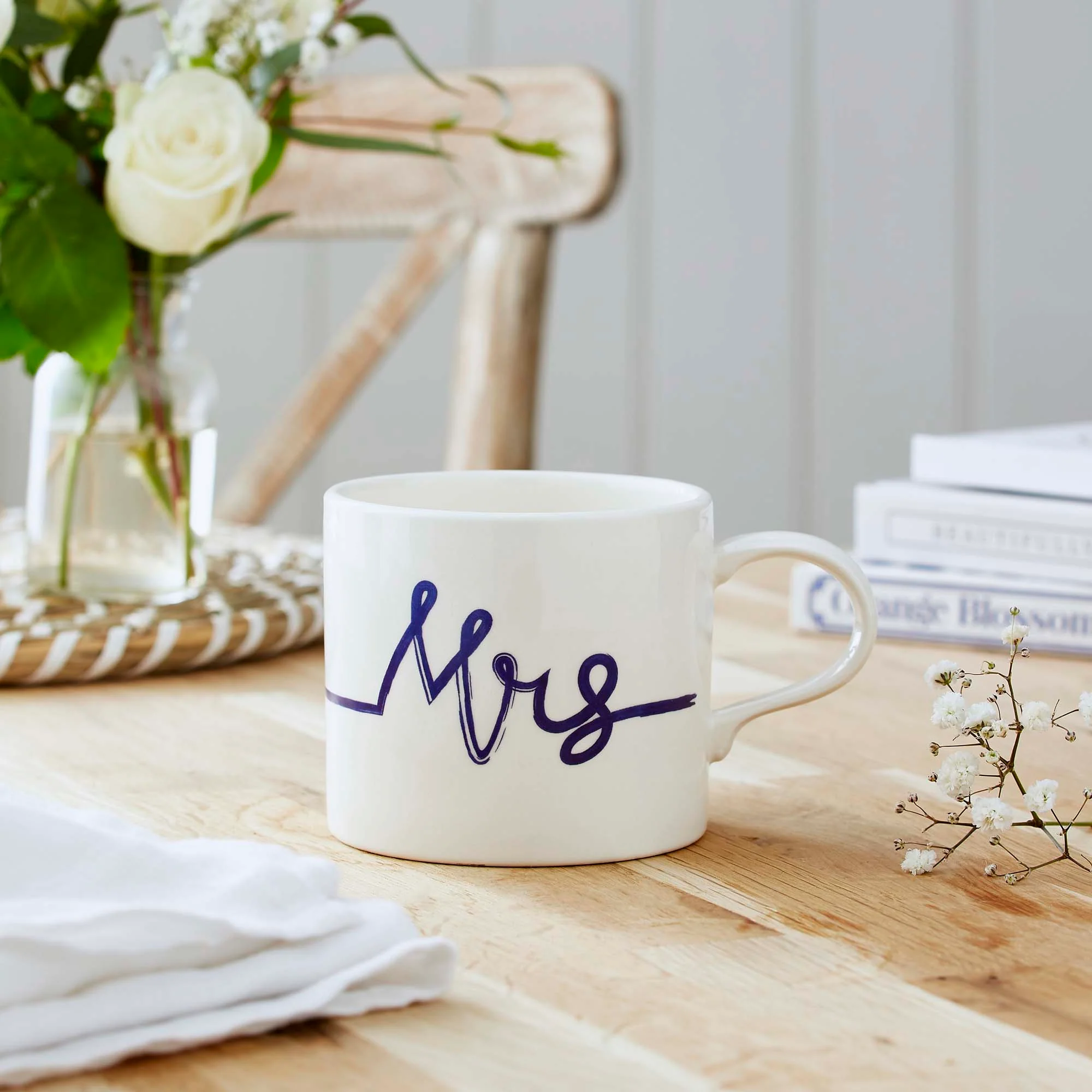 Portmeirion Mugmerion Blue & White Mrs Mug - Mugmerion Blue & White Mrs Mug