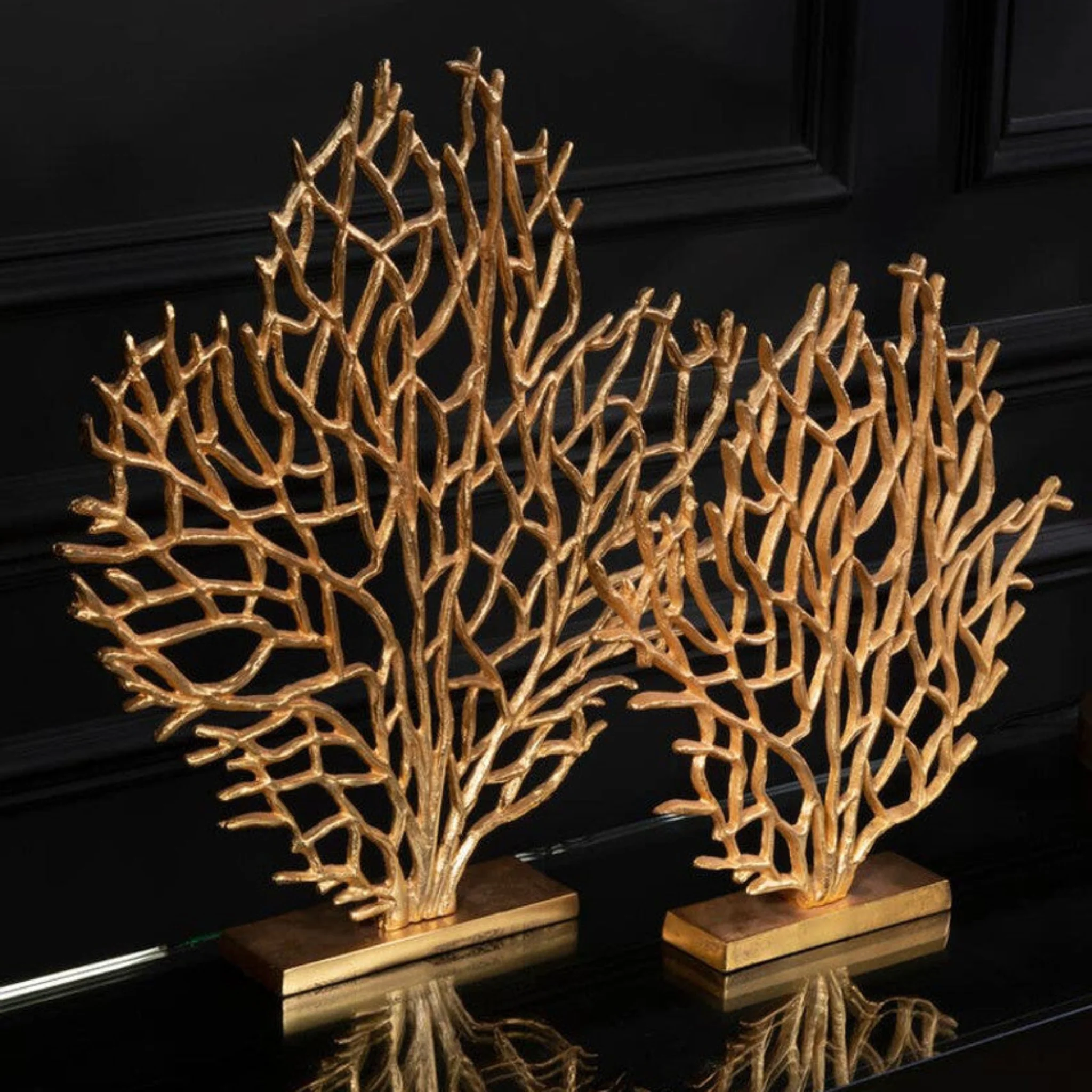Prato Large Gold Finish Coral Sculpture - Image 3
