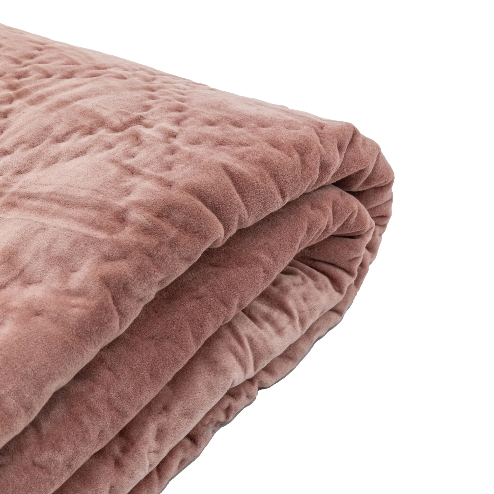 Quilted Cotton Velvet Pink Bedspread - Quilted Cotton Velvet Bedsp Blush 240x260CM - Image 5