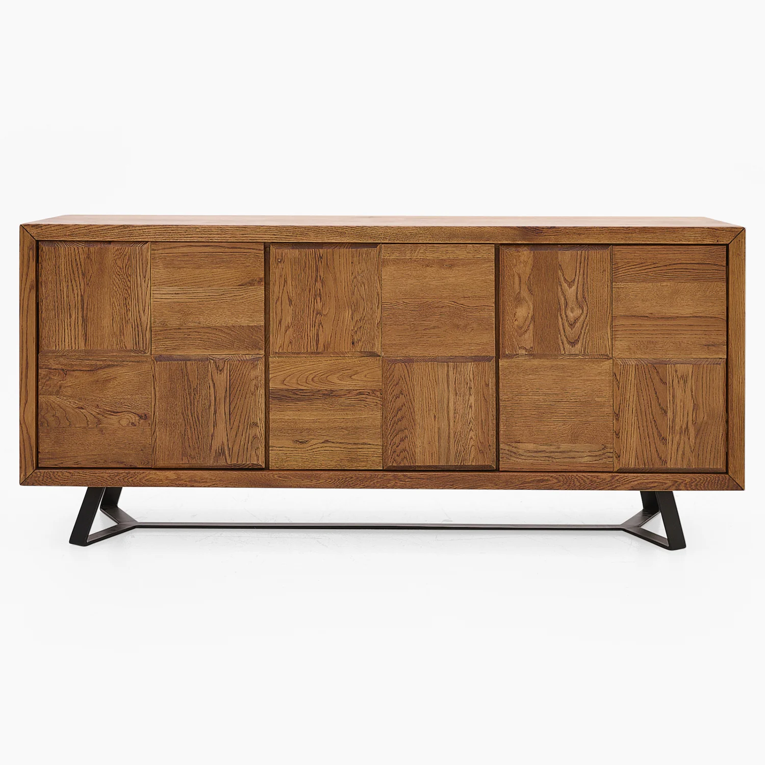 Raindale 3 Door Sideboard - 3 Door Sideboard Dark Oak / Metal Legs