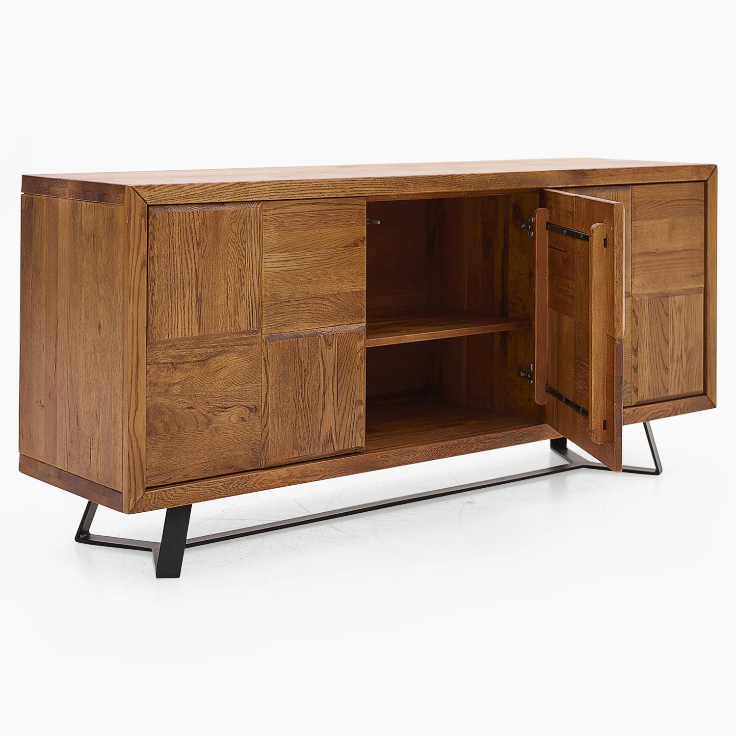 Raindale 3 Door Sideboard - 3 Door Sideboard Dark Oak / Metal Legs - Image 3