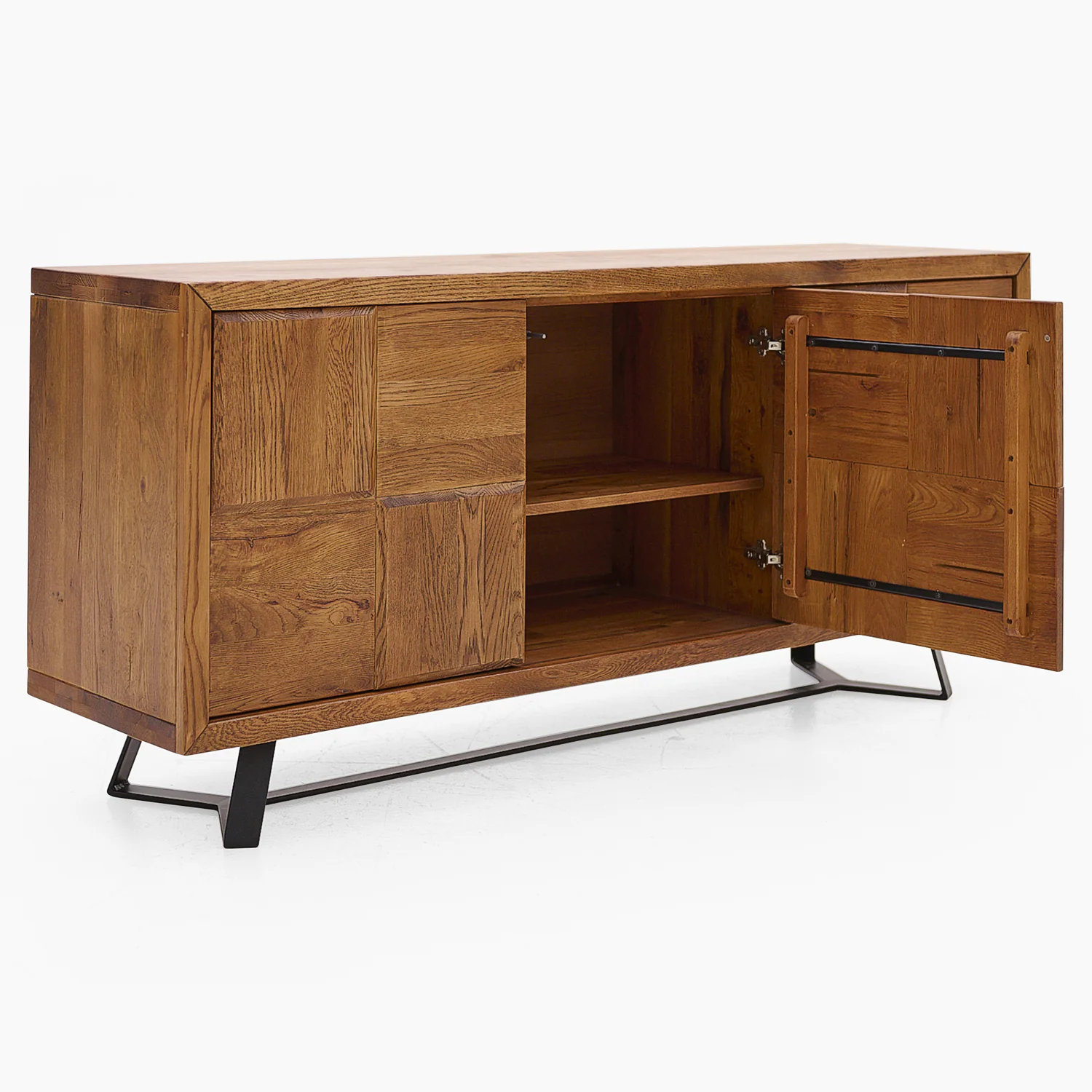 Raindale 3 Door Sideboard - 3 Door Sideboard Dark Oak / Metal Legs - Image 4