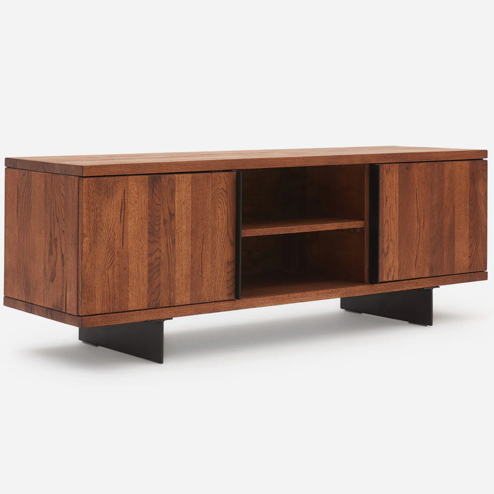 Raindale TV Unit - TV Unit Dark Oak / Metal Legs - Image 4