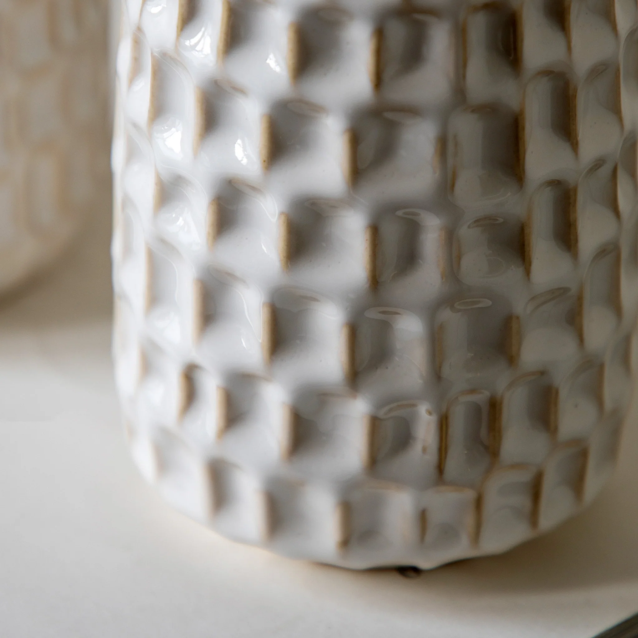 Reno Reactive White Vase Set Of 2 - DHD Reno Reactive Glaze Vase White 2Pk - Image 3