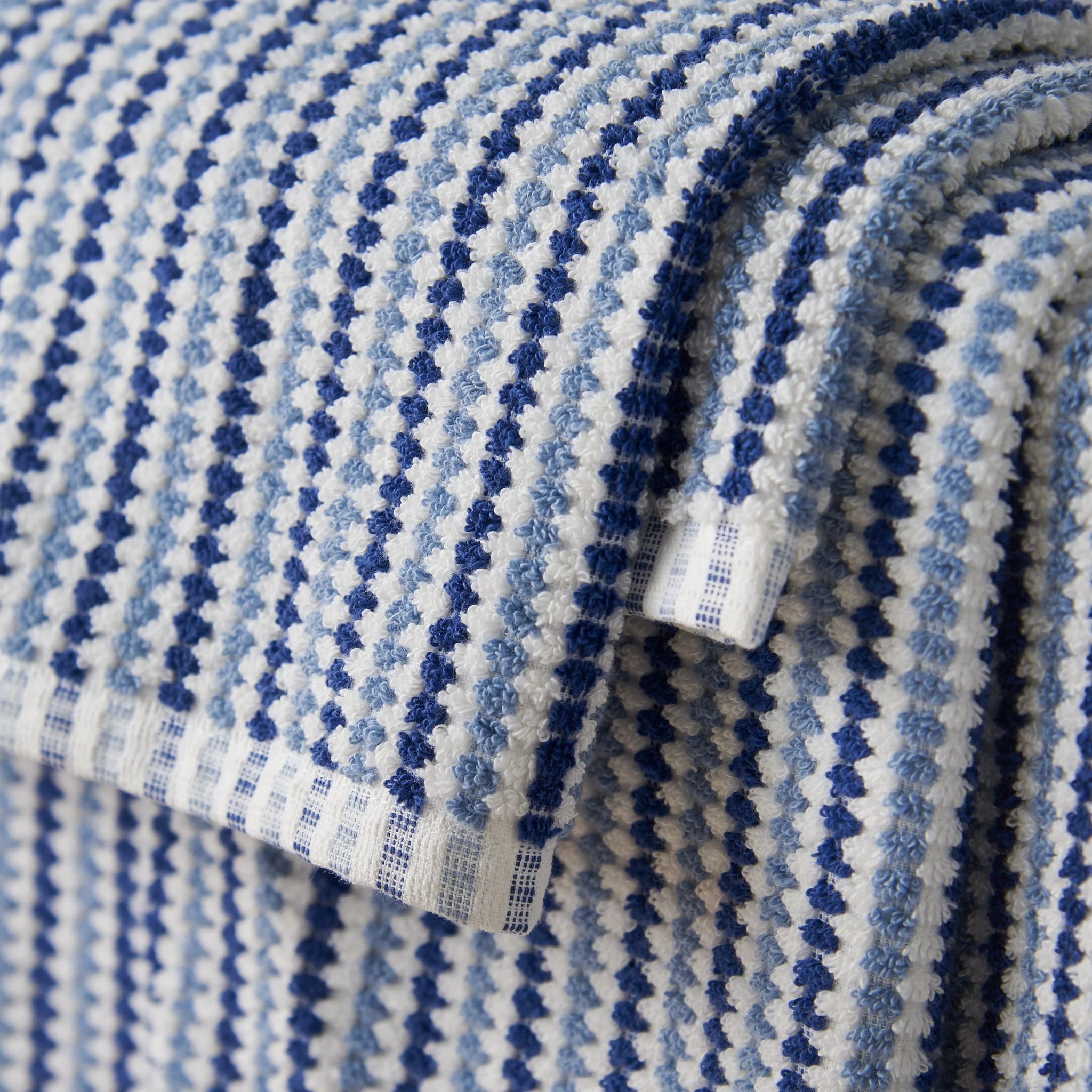 Catherine Lansfield Rice Weave Stripe Towel Blue - Rice Weave Stripe Bath Sheet Blue - Image 2