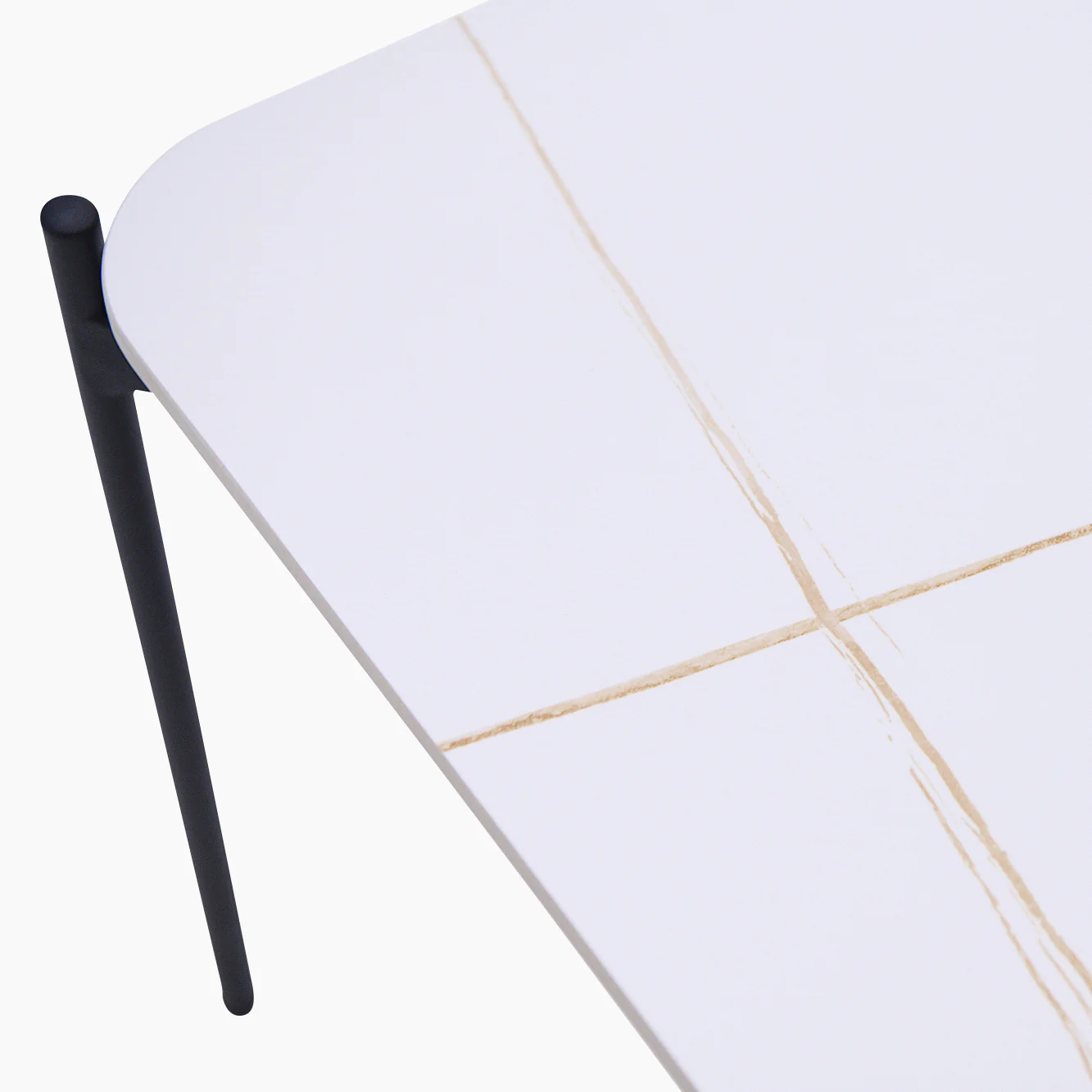 Rocco White and Gold Nest of Tables - Nest of Table White & Gold Ceramic Top / Black Powder Coated Metal Legs - Image 5