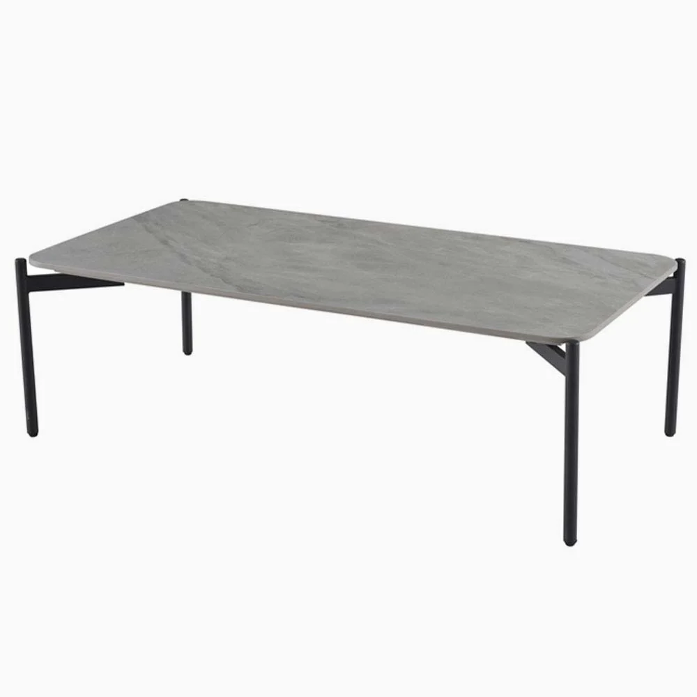 Rocco Ruibei Coffee Table - Rect Coffee Table Ruibei Grey Ceramic Top / Black Powder Coated Metal Legs
