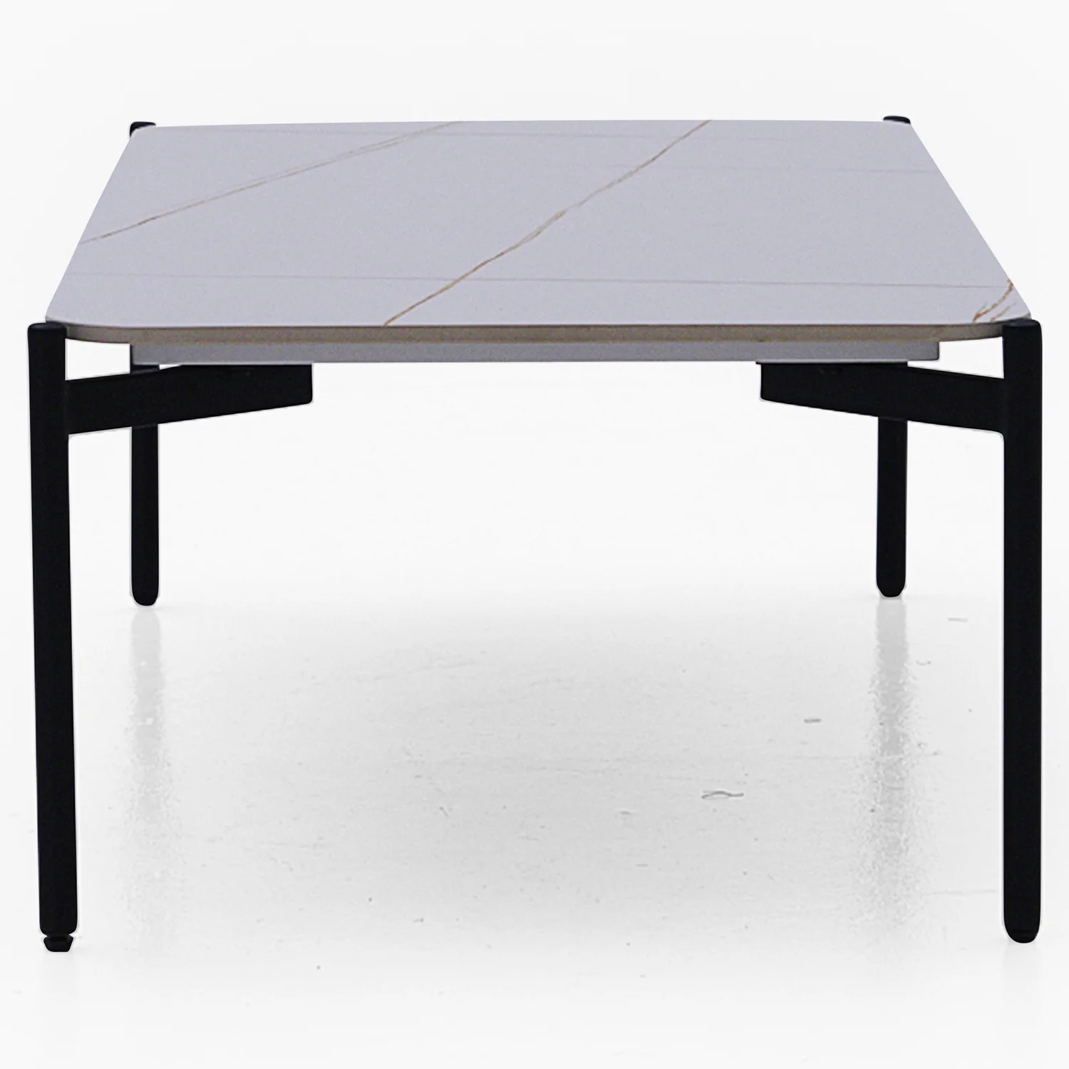 Rocco White and Gold End Table - End Table White & Gold Ceramic Top / Black Powder Coated Metal Legs