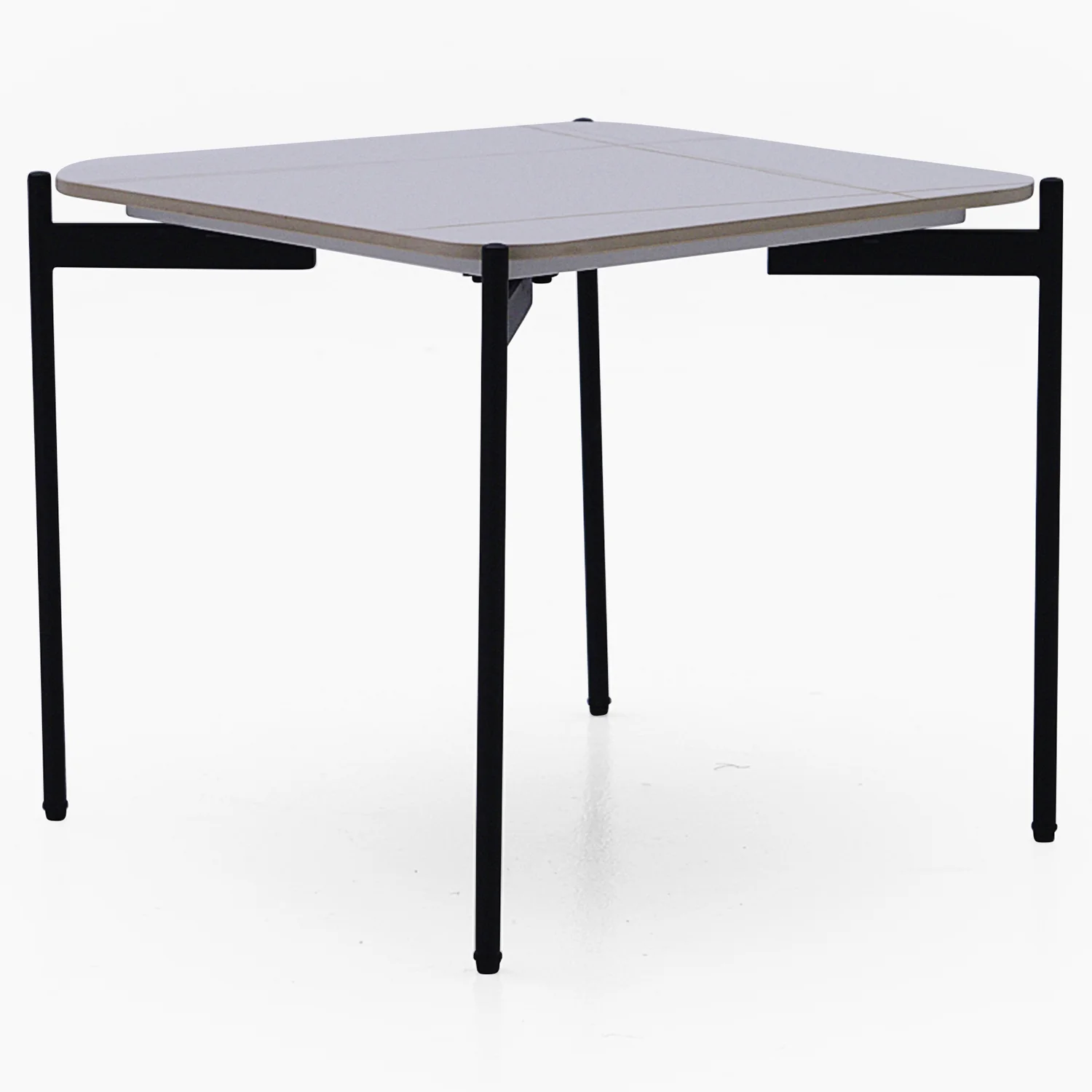 Rocco White and Gold End Table - End Table White & Gold Ceramic Top / Black Powder Coated Metal Legs - Image 2