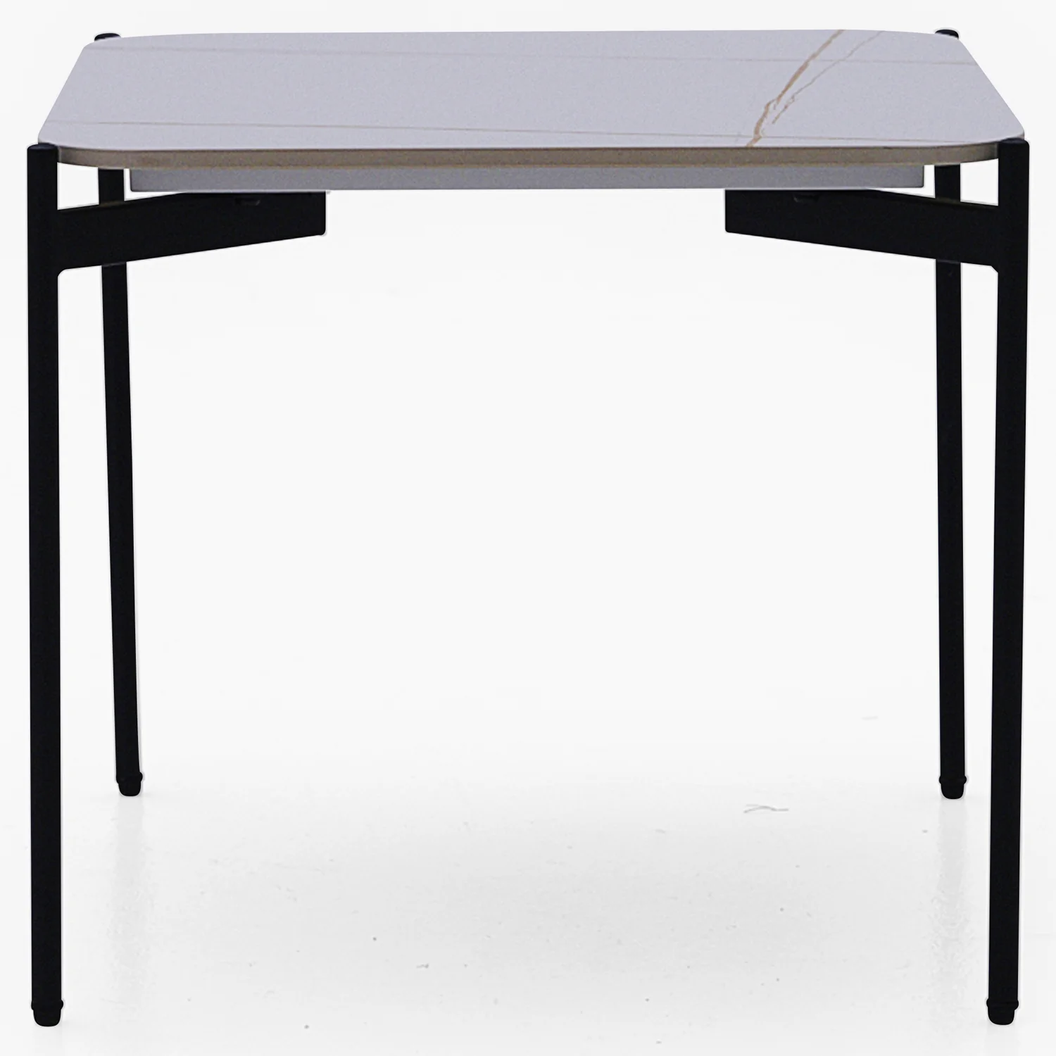 Rocco White and Gold End Table - End Table White & Gold Ceramic Top / Black Powder Coated Metal Legs - Image 3