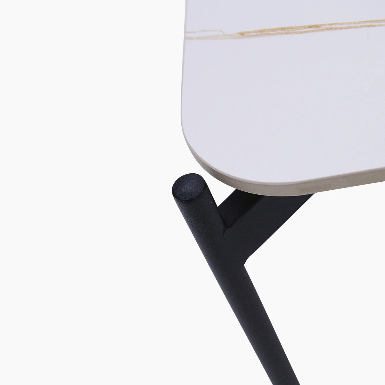 Rocco White and Gold End Table - End Table White & Gold Ceramic Top / Black Powder Coated Metal Legs - Image 5
