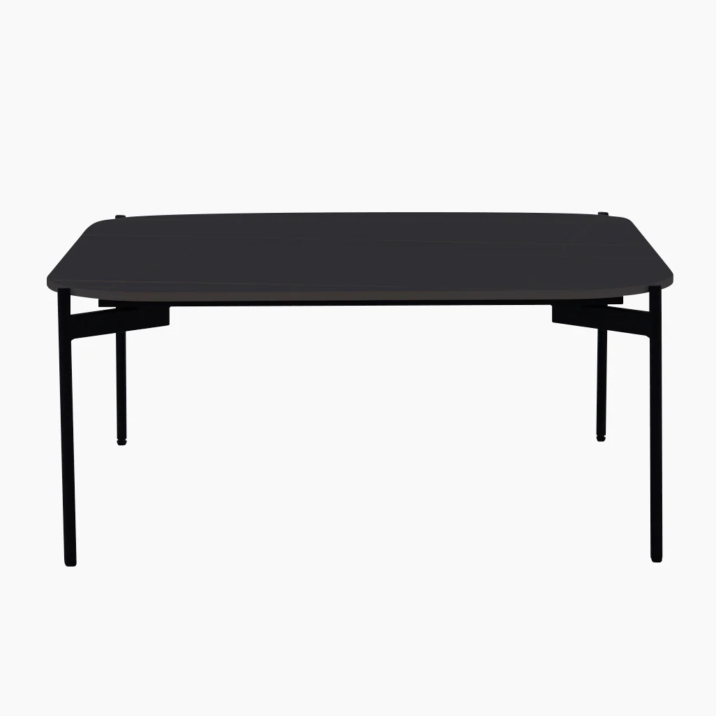 Rocco Black and Gold Square Coffee Table - Square Coffee Table Black & Gold Ceramic Top / Black Powder Coated Metal Legs