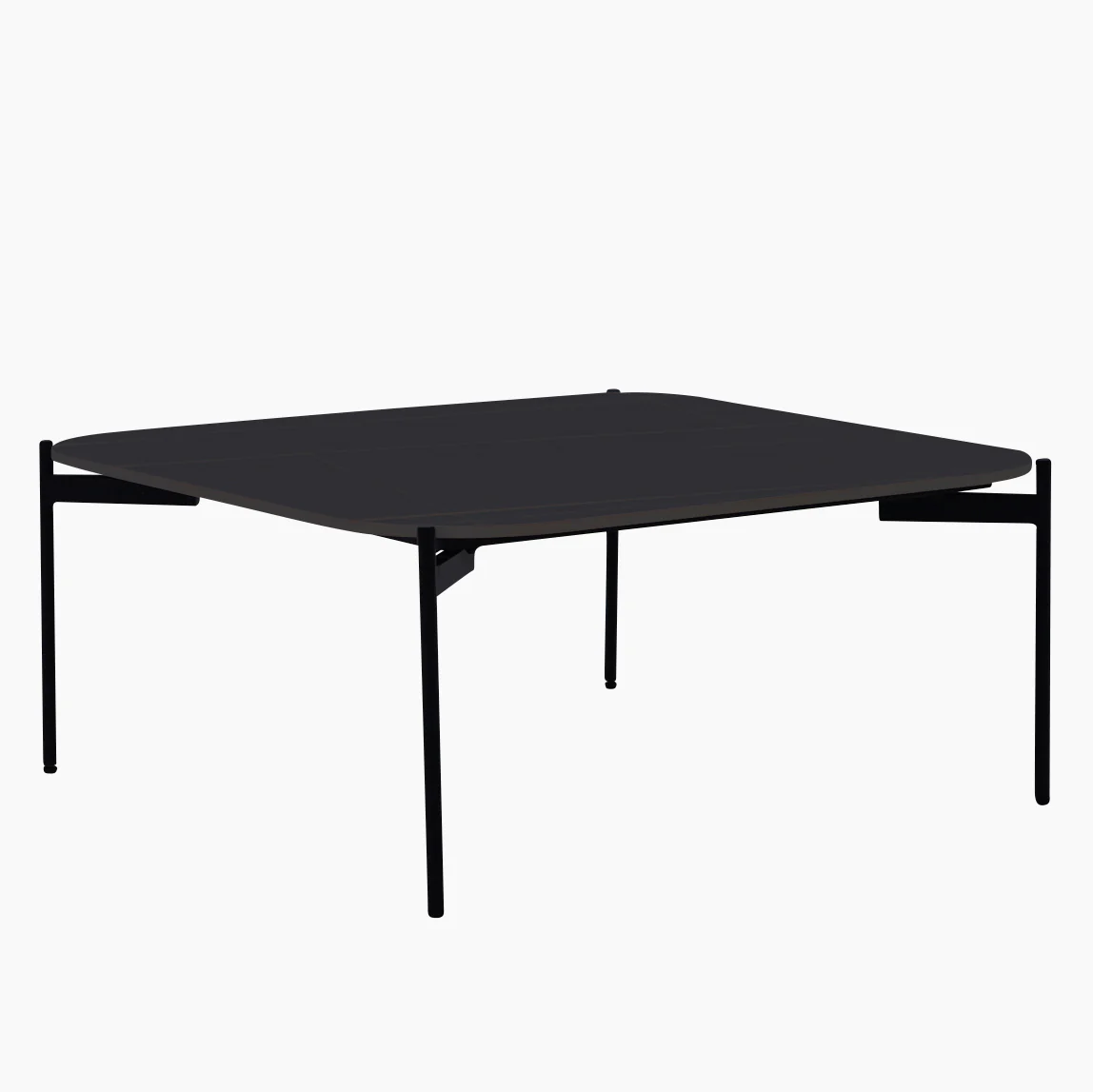 Rocco Black and Gold Square Coffee Table - Square Coffee Table Black & Gold Ceramic Top / Black Powder Coated Metal Legs - Image 2