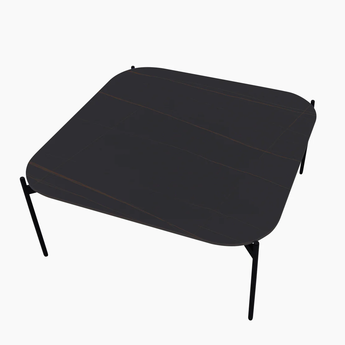 Rocco Black and Gold Square Coffee Table - Square Coffee Table Black & Gold Ceramic Top / Black Powder Coated Metal Legs - Image 3
