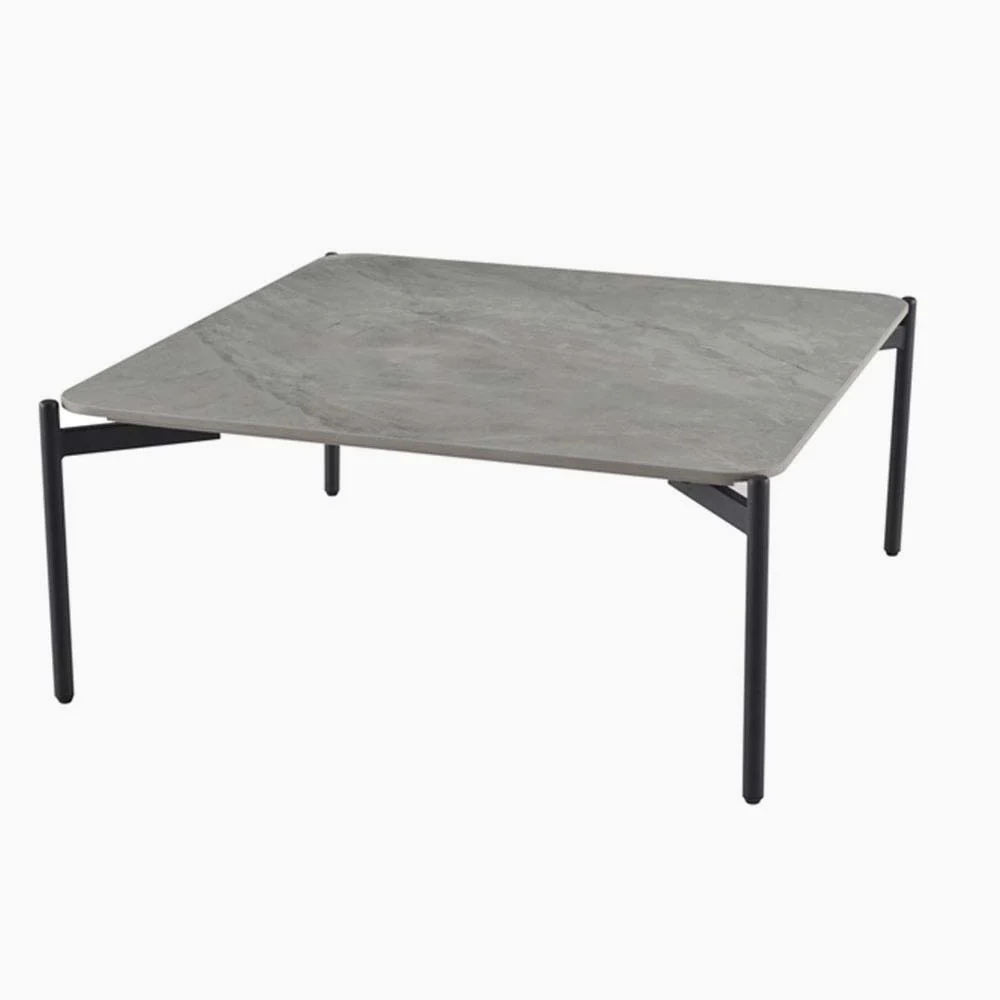 Rocco Ruibei Square Coffee Table - Square Coffee Table Ruibei Grey Ceramic Top / Black Powder Coated Metal Legs