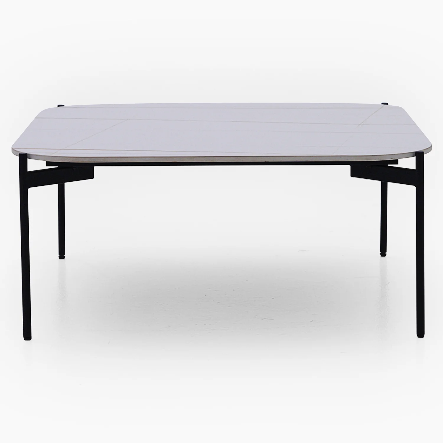 Rocco White and Gold Square Coffee Table - Square Coffee Table White & Gold Ceramic Top / Black Powder Coated Metal Legs
