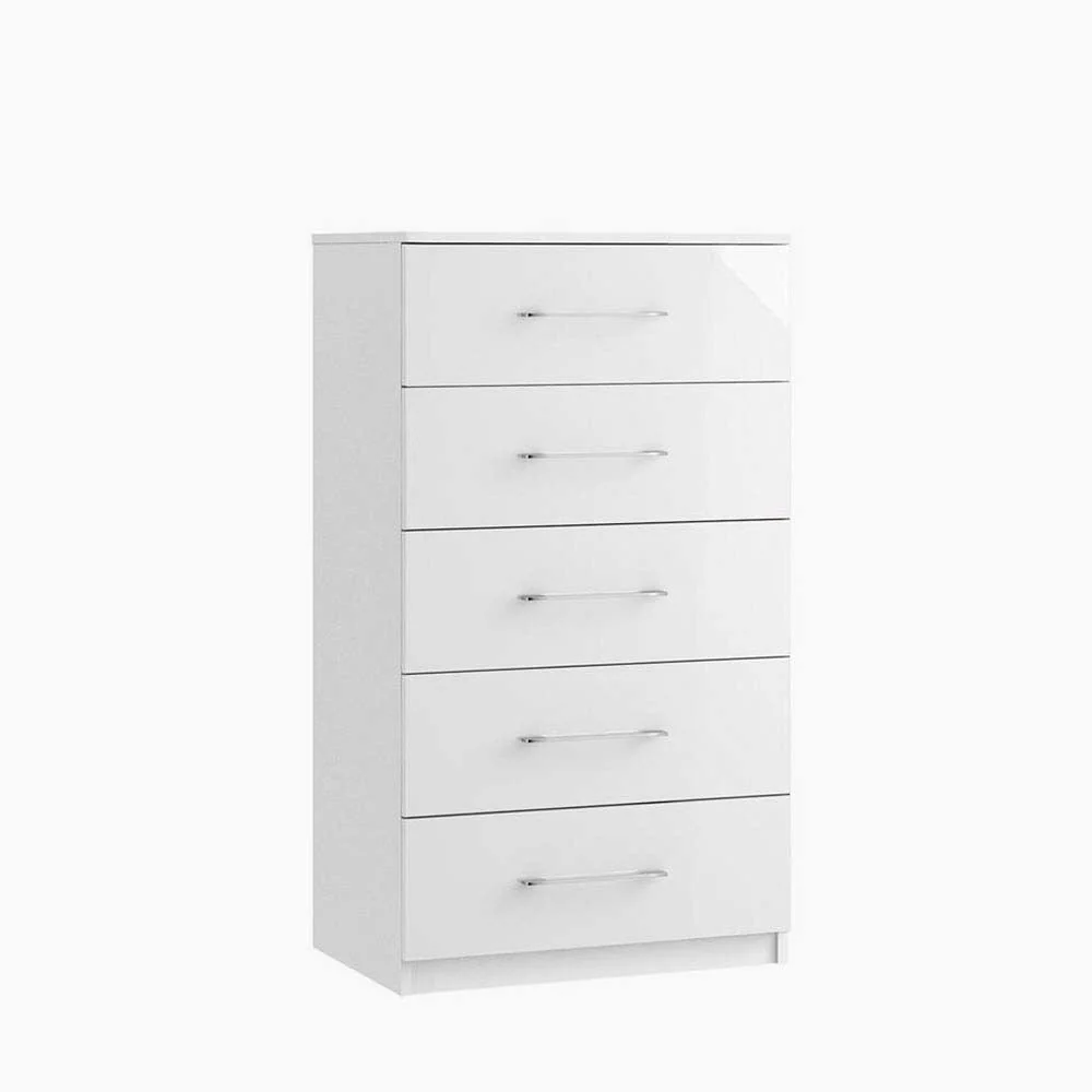 Roma Midi 5 Drawer Cabinet - 4 Drawer Midi Chest 1 deep Drawer - Metal
