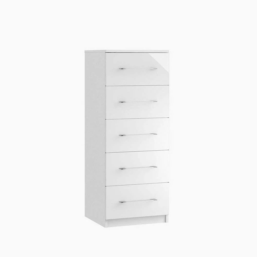 Roma Narrow 5 Drawer Cabinet - 5 Drawer Narrow Chest - Metal