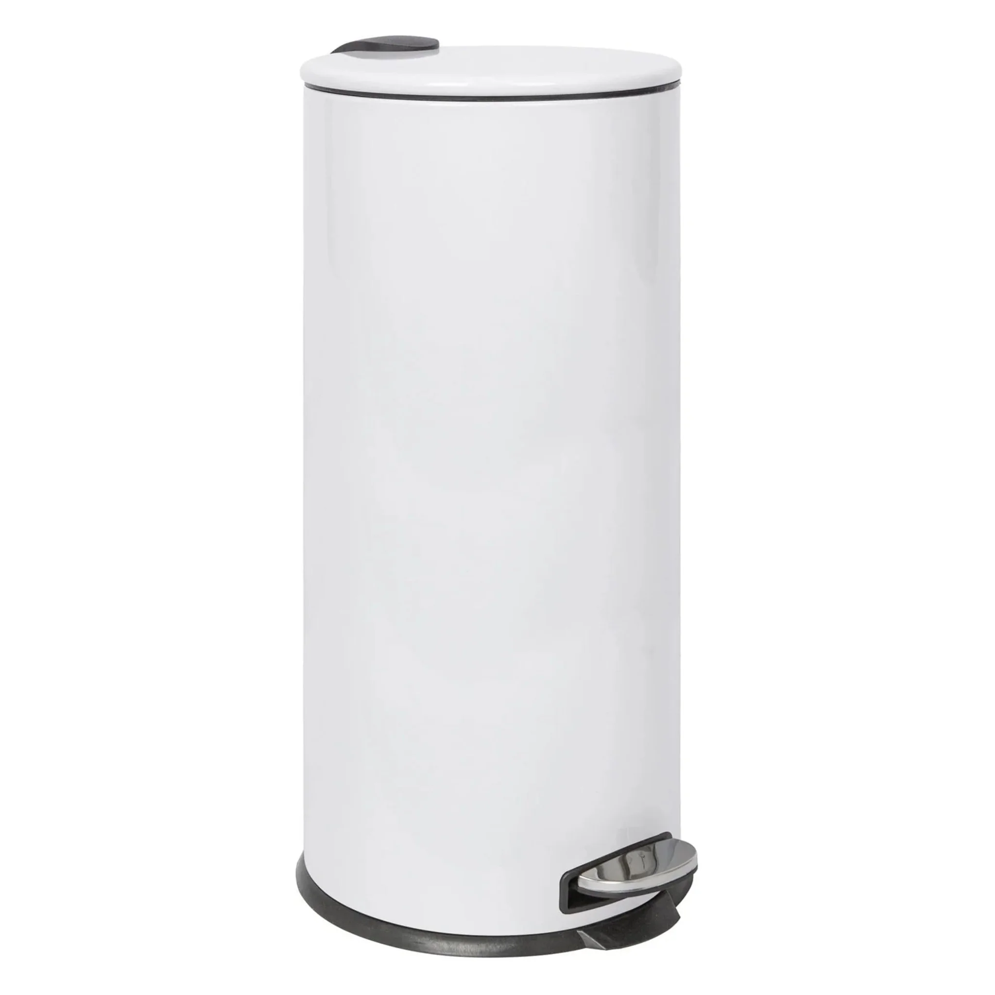 White Round Stainless Steel Kitchen Pedal Bin - Round Pedal Bin White 30L