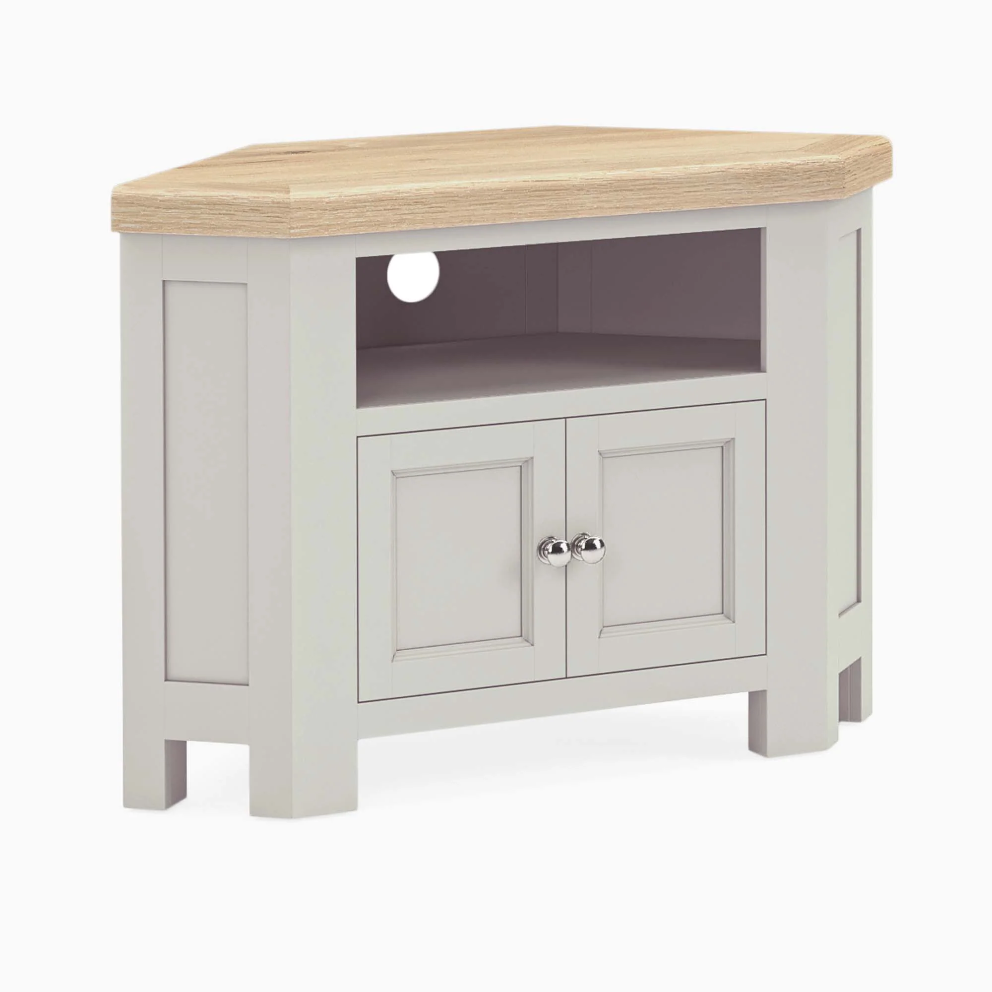 Salford 2 Door Corner TV Unit - Corner TV Unit With 2 Doors Stone Grey