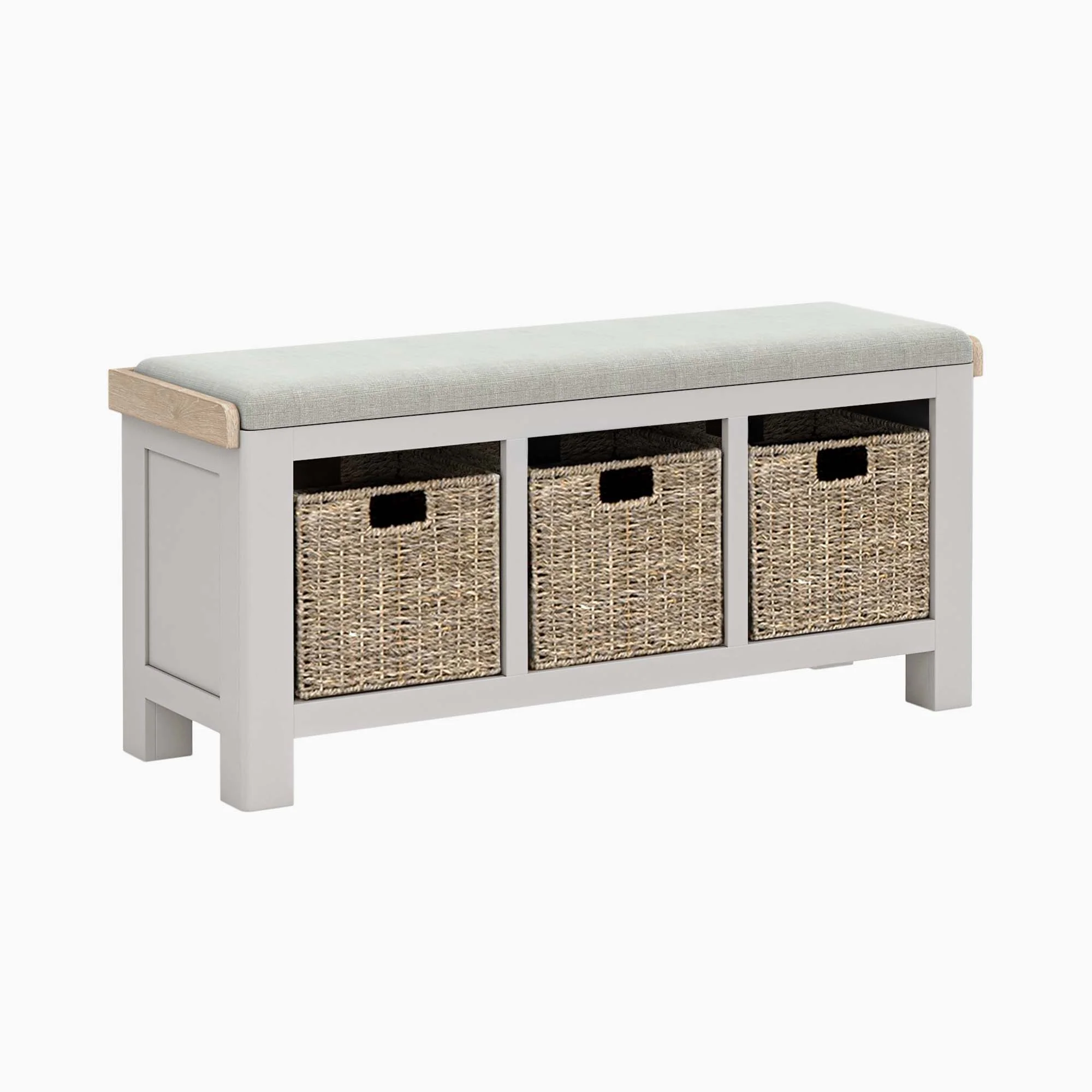 Salford Cross Bench - Storage Bench Stone Grey / Beige Fabric - Beige