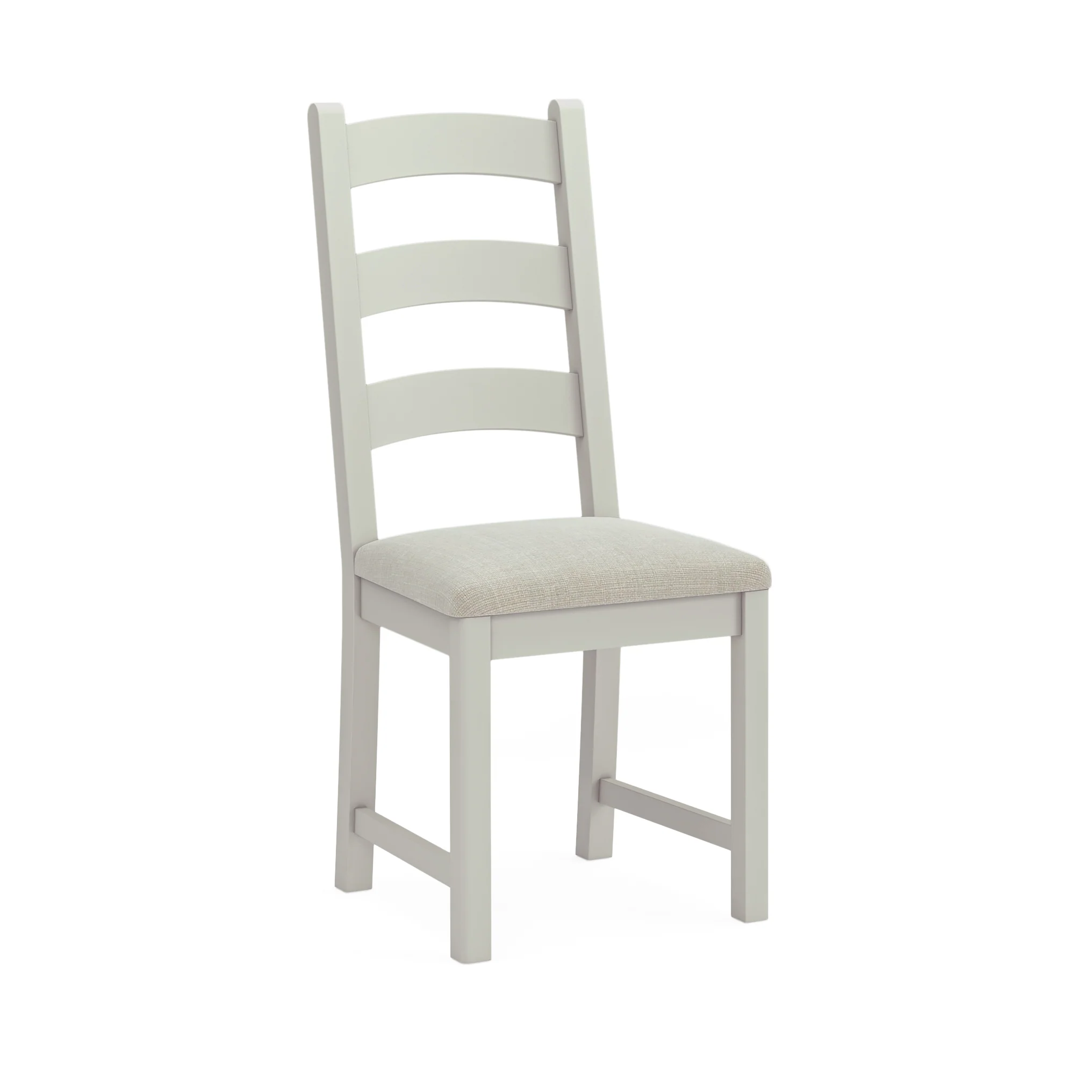 Salford Pair of Beige Ladderback Dining Chairs - Ladder Dining Chair - Pair Stone Grey / Beige Fabric - Image 2