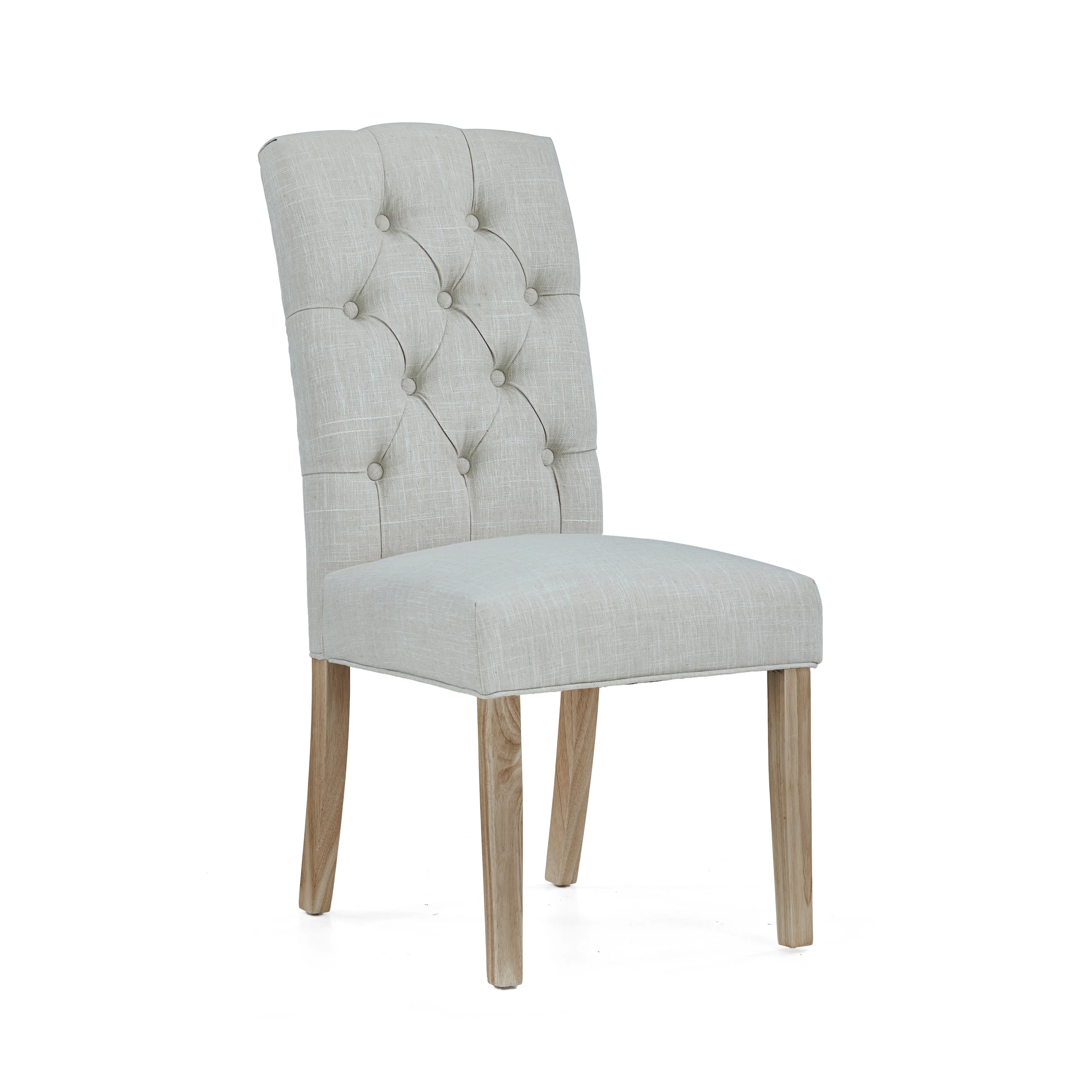 Salford Pair of Natural Buttonback Dining Chairs - Button Back Chair - Pair Natural / White Wash Leg - Image 2