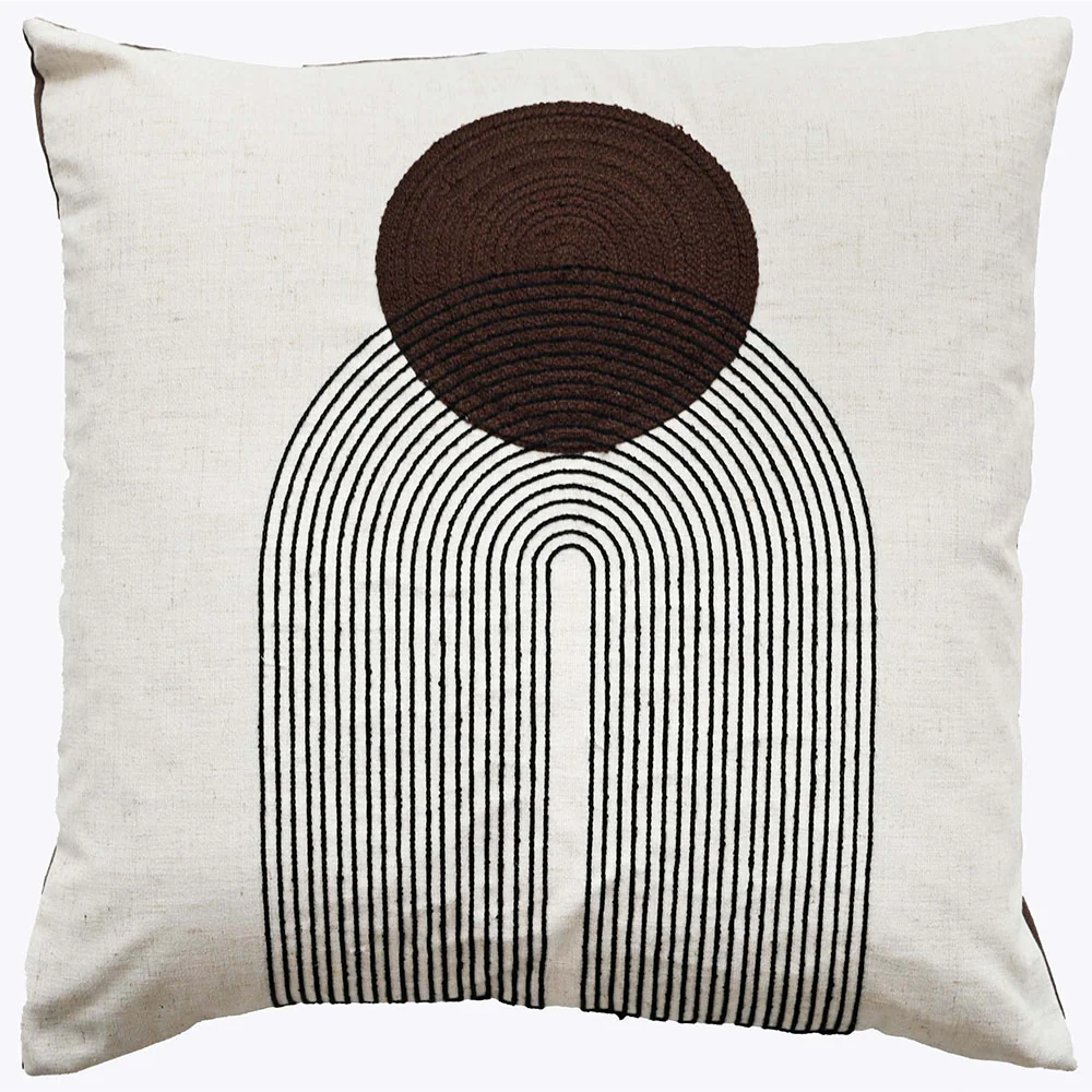 Saloni Art Deco Brown Square Cushion - DISC Saloni Art Deco Stitch Brown 45x45CM Cushion