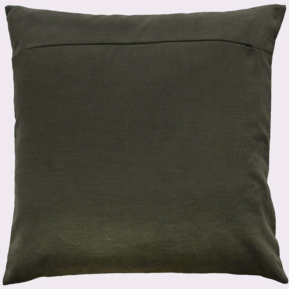 Saloni Art Deco Green Square Cushion - DISC Saloni Art Deco Stitch Olive 45x45CM Cushion - Image 2
