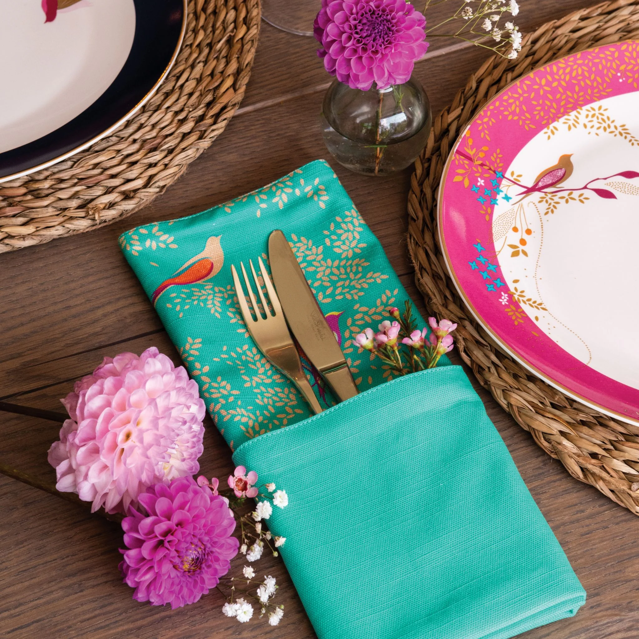 Sara Miller Chelsea Set Of 2 Green Napkins - SM Chelsea Napkins Green Set of 2 - Image 3