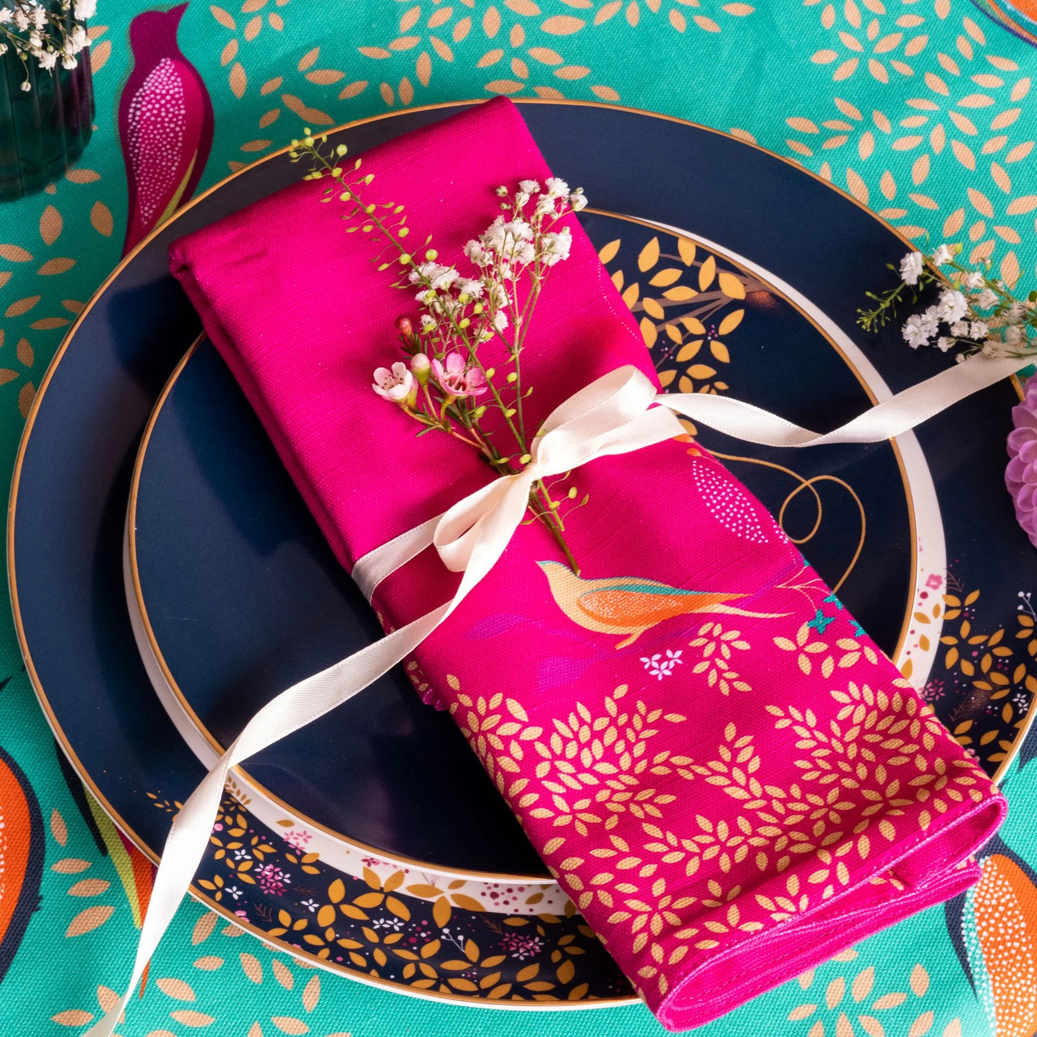 Sara Miller Chelsea Set Of 2 Pink Napkins - SM Chelsea Napkins Pink Set of 2