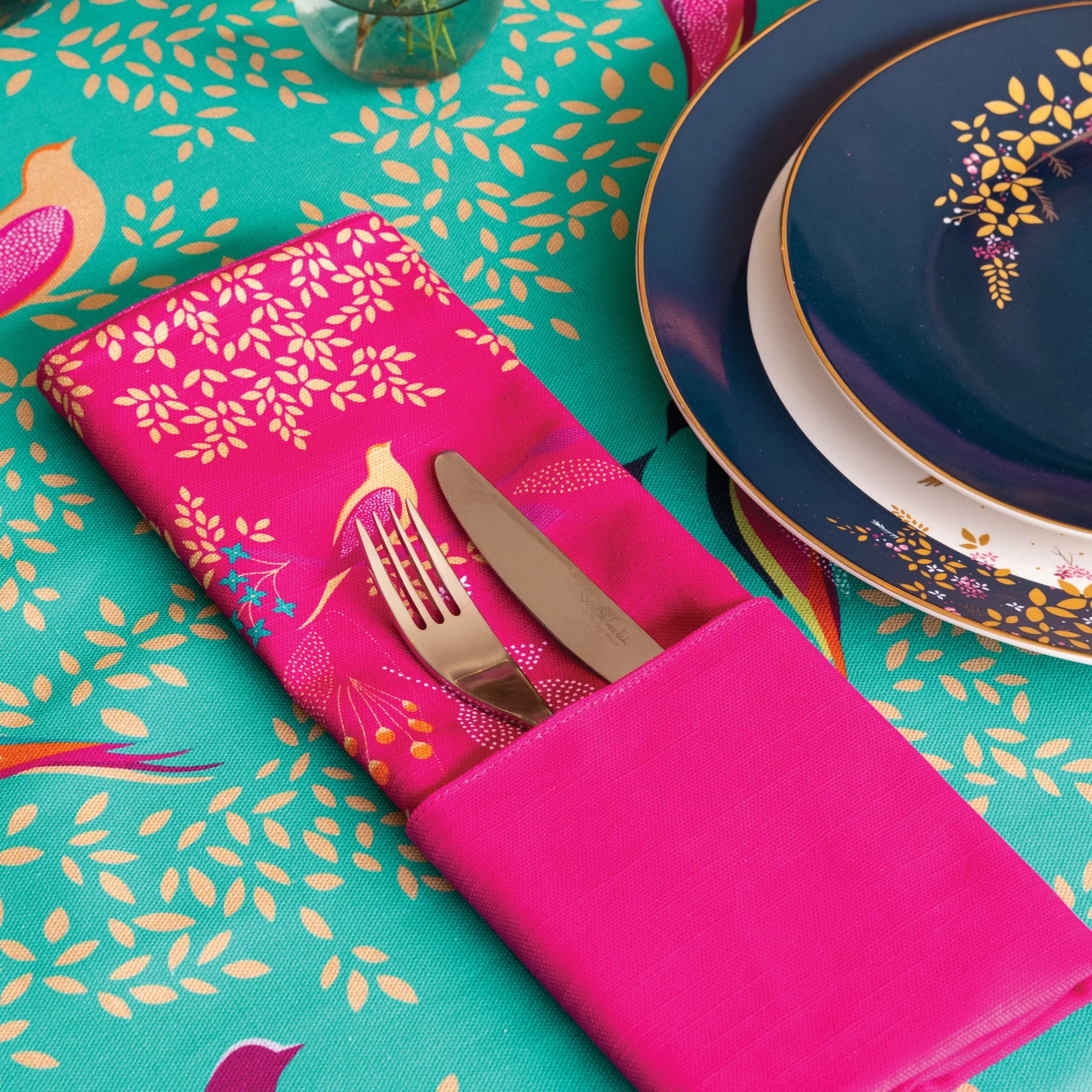 Sara Miller Chelsea Set Of 2 Pink Napkins - SM Chelsea Napkins Pink Set of 2 - Image 3