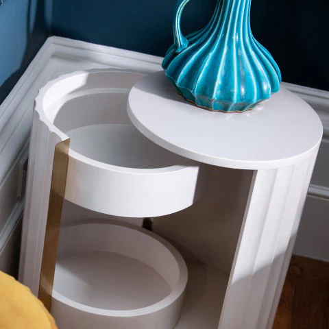 Saskia Bedside Cabinet - Bedside (Left) Soft Grey Painted / Brass - Left Hand - Image 3