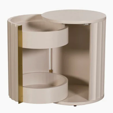 Saskia Bedside Cabinet - Bedside (Left) Soft Grey Painted / Brass - Left Hand - Image 5