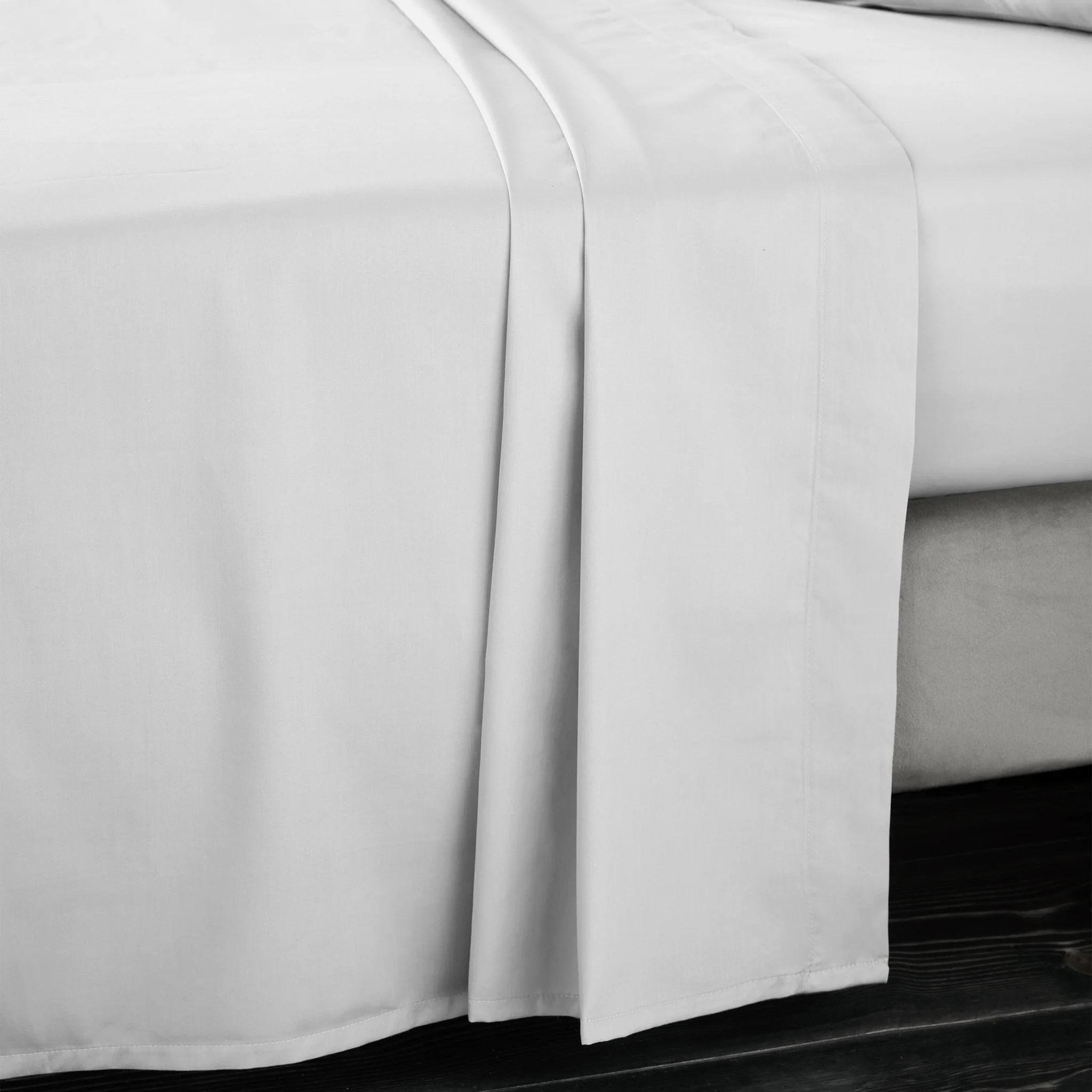 Bianca Sateen Grey Flat Bed Sheet - 400TC Cotton Sateen Dove Grey SuperKing Flat Sheet - Super King