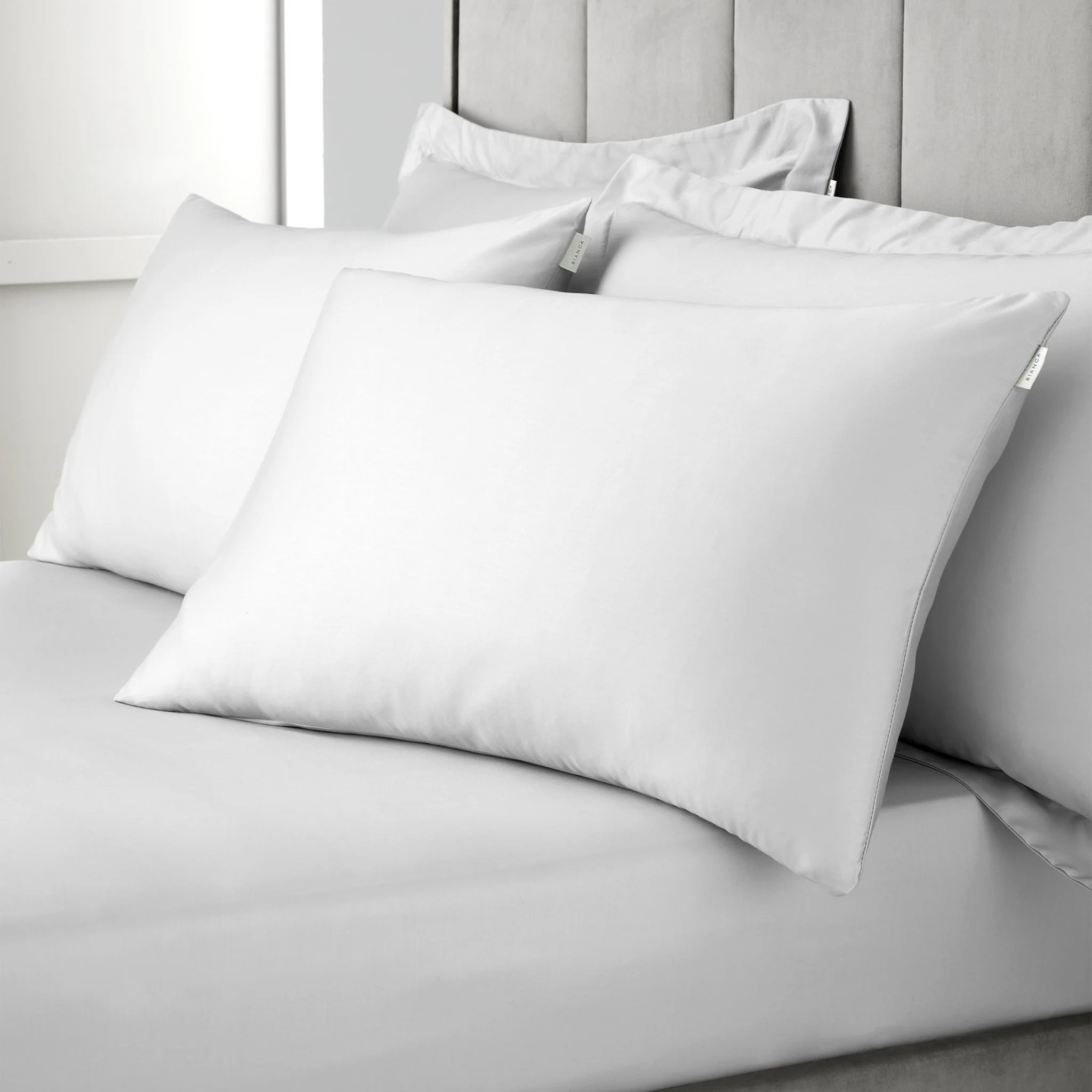 Bianca Sateen Grey Standard Pillowcase Pair - 400TC Sateen Dove Grey Std Pillowcase Pair