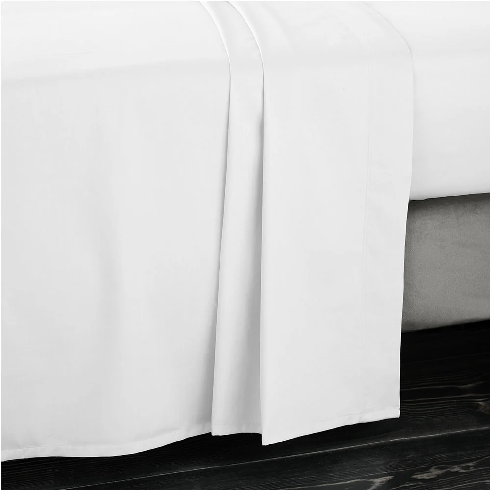 Bianca Sateen White Flat Bed Sheet - 400TC Sateen White Double Flat Sheet - Double - Image 2