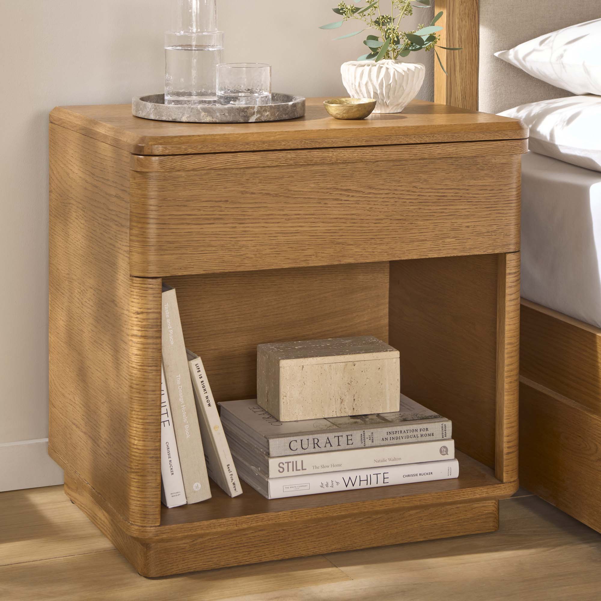Serene Bedside Cabinet - Night Stand Oak / Oak Veneer - Image 2